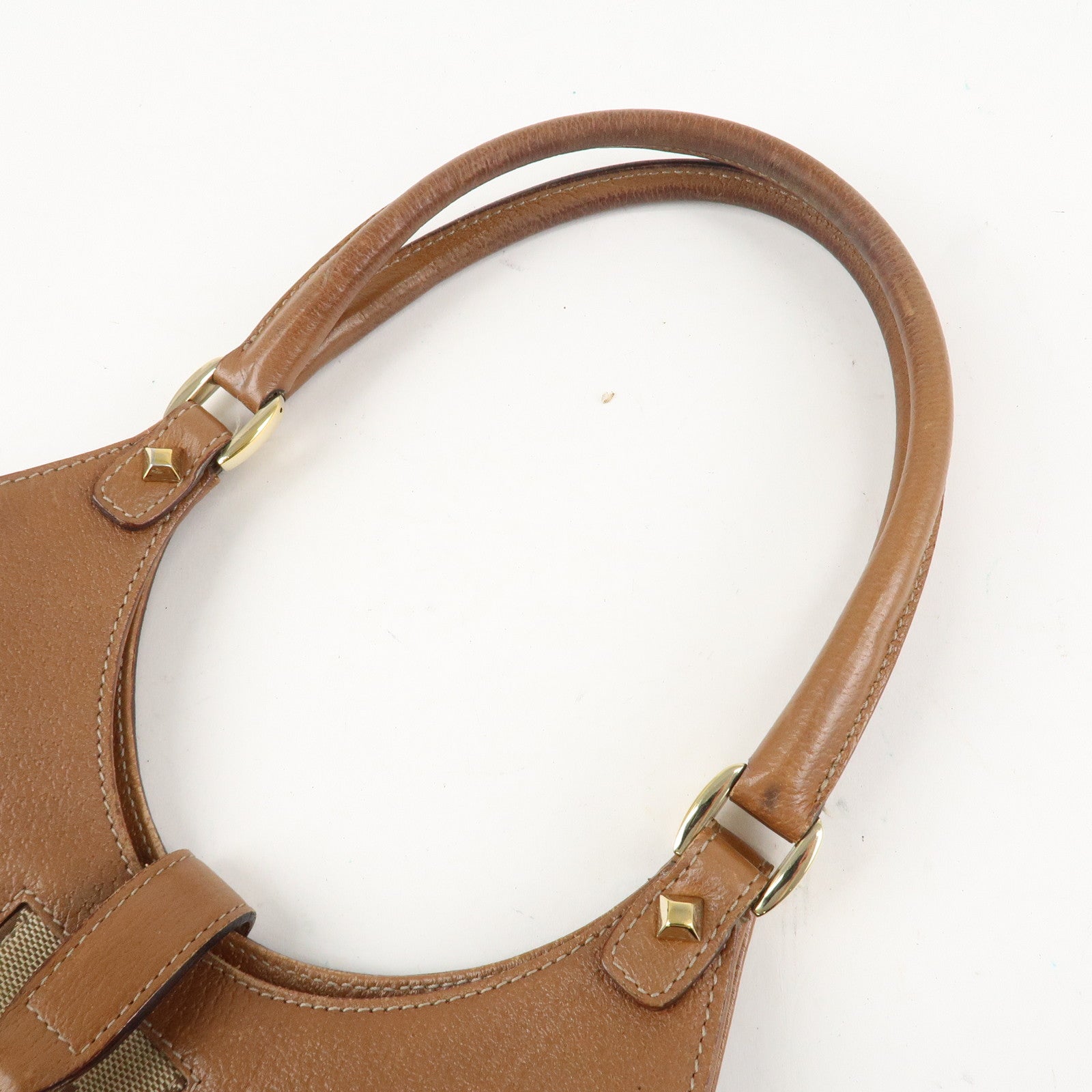 GUCCI New Jackey GG Canvas Leather Shoulder Bag Brown 124407 Used