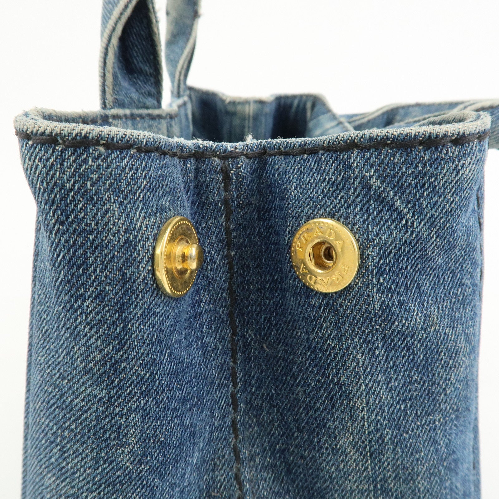 PRADA Logo Canapa Mini Denim 2Way Bag Hand Bag Shoulder Bag 1BG439