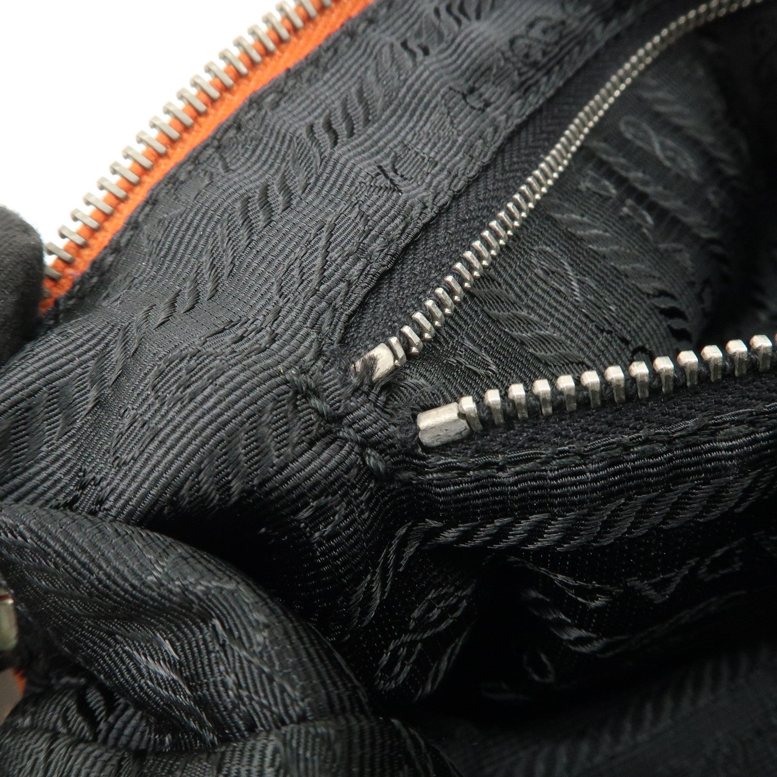 PRADA Triangle Logo Nylon Leather Shoulder Bag Orange BR1267