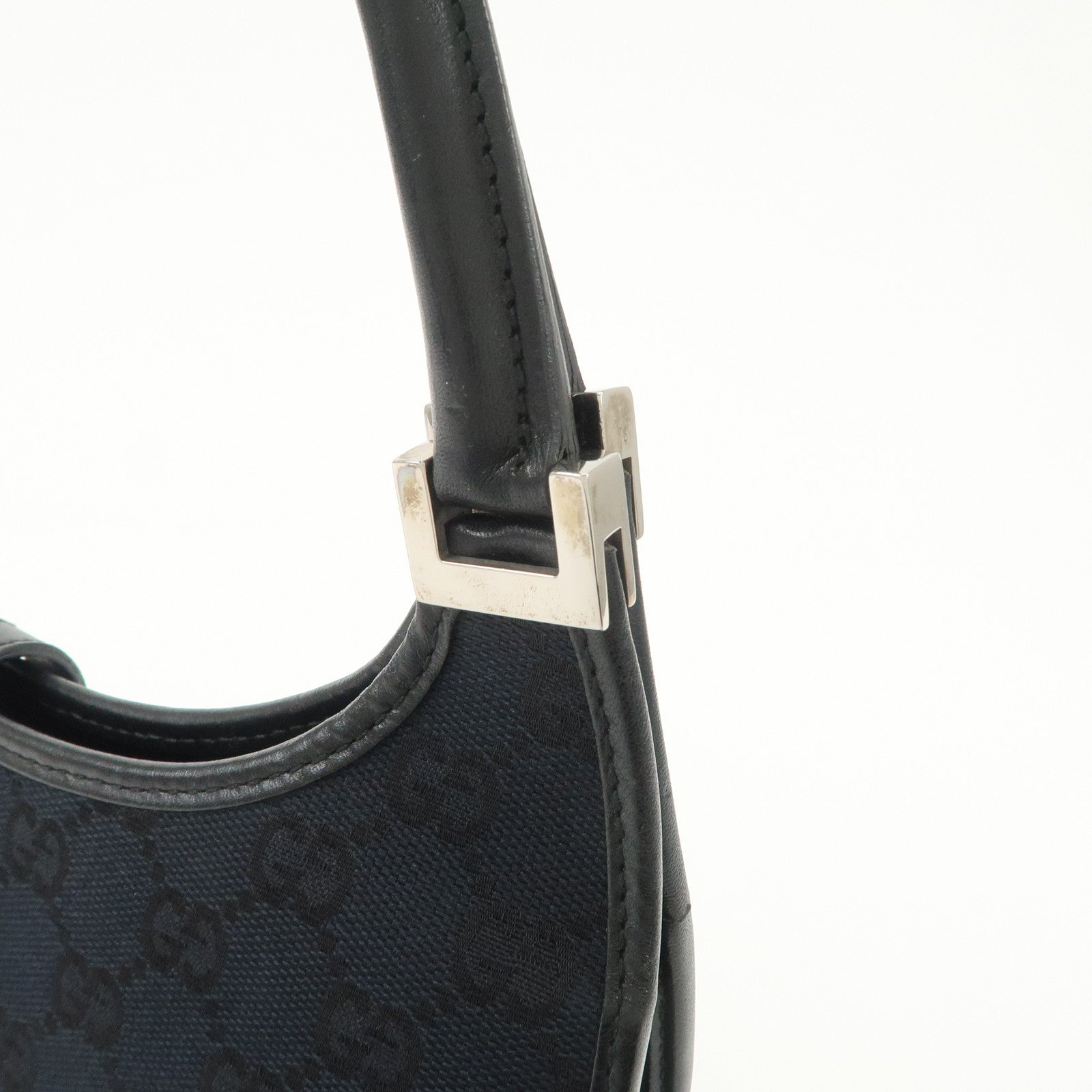 GUCCI Jackie GG Canvas Leather Shoulder Bag Hand Bag Black 002.1068