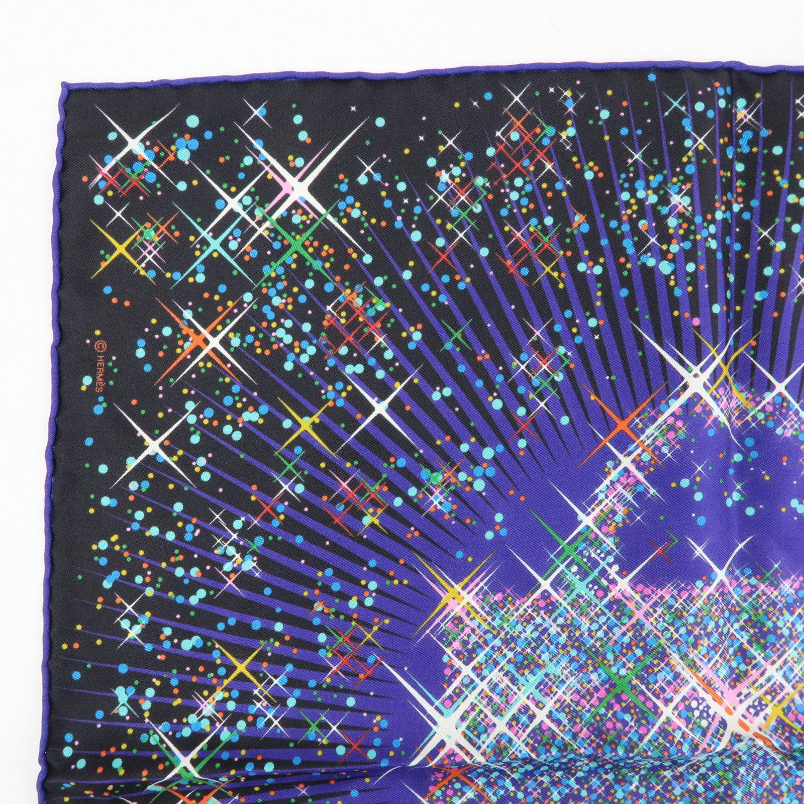 HERMES Carre 42 Silk 100% Scar Magic Kelly Blue Multicolor