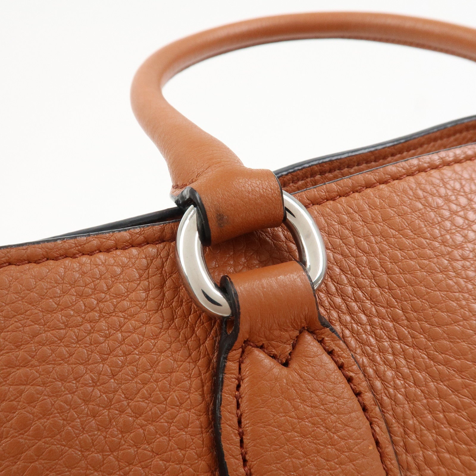 PRADA Logo Leather 2Way Bag Hand Bag Shoulder Bag Brown 1BA205