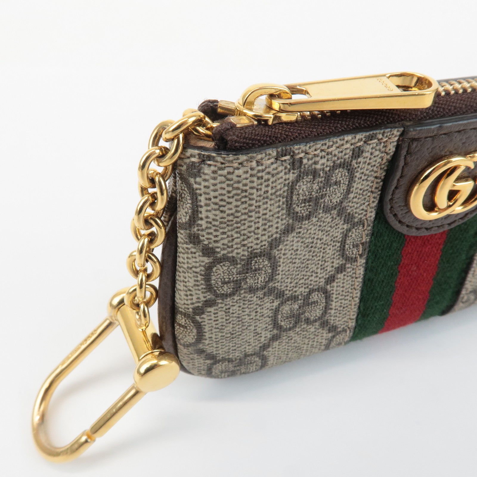 GUCCI Ophidia Sherry GG Supreme Leather Coin Case Key Pouch 671722 Used