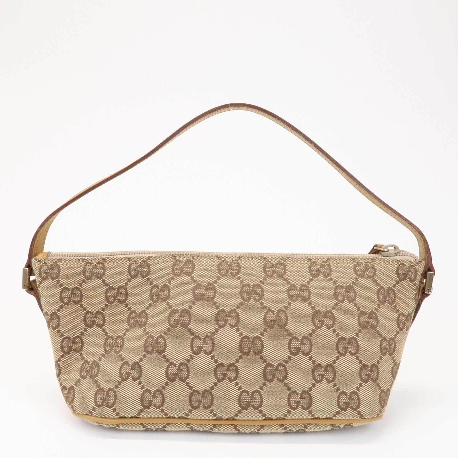 GUCCI Boat Bag GG Canvas Leather Accessory Pouch Hand Bag 039・1103
