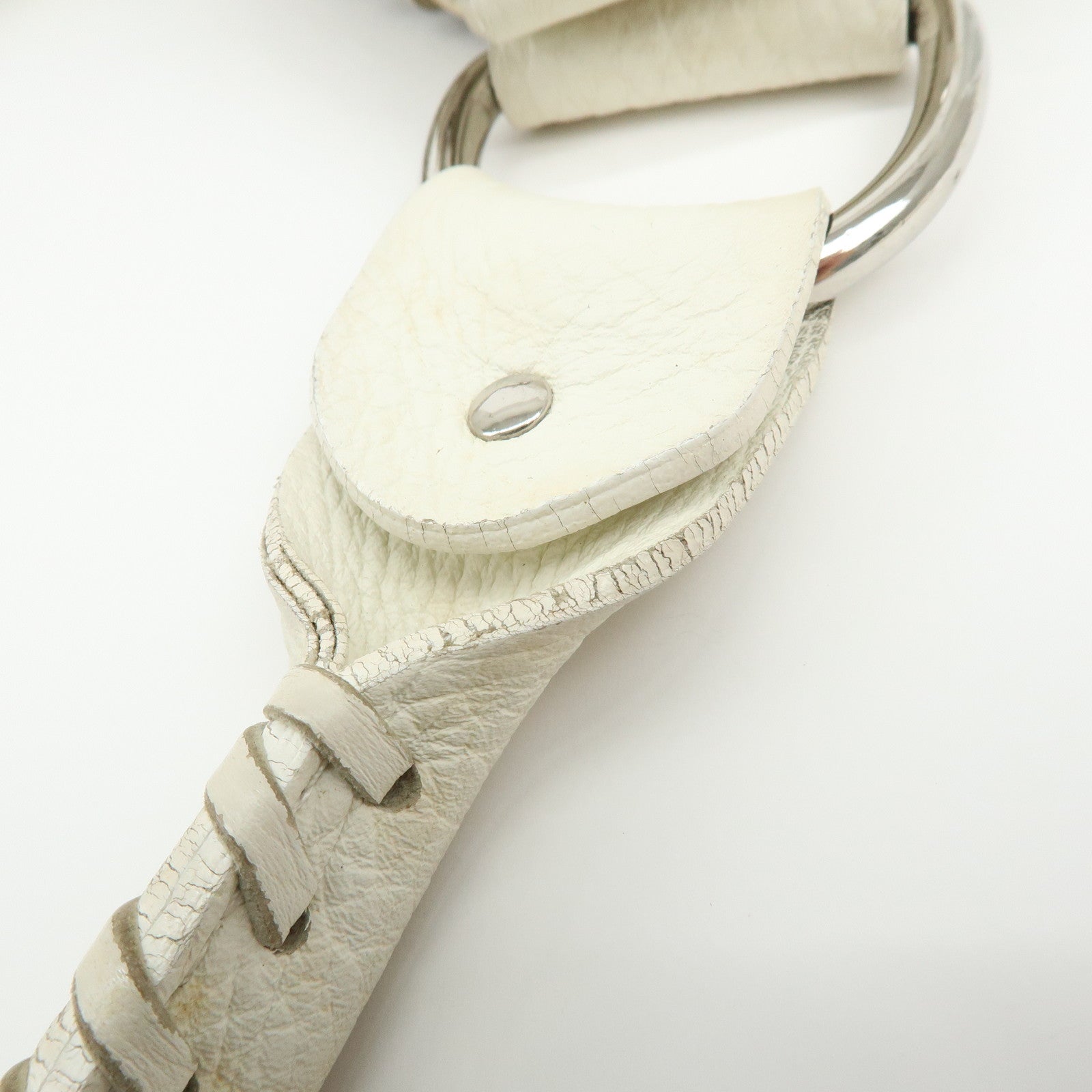 FENDI Unborn Calf Leather Tote Bag Leopard White Beige 8BR285