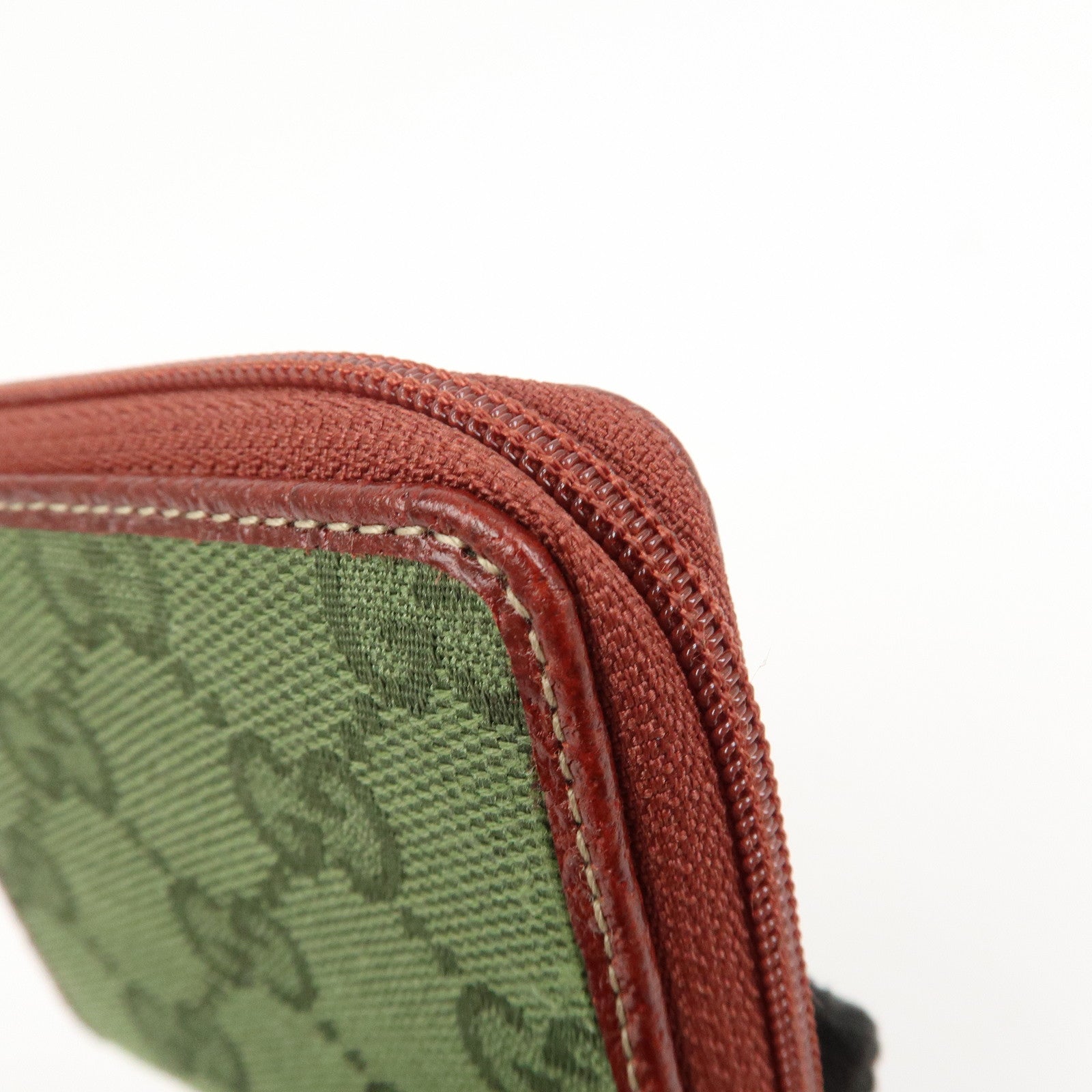 GUCCI GG Canvas Leather Coin Case Coin Purse Green 115255