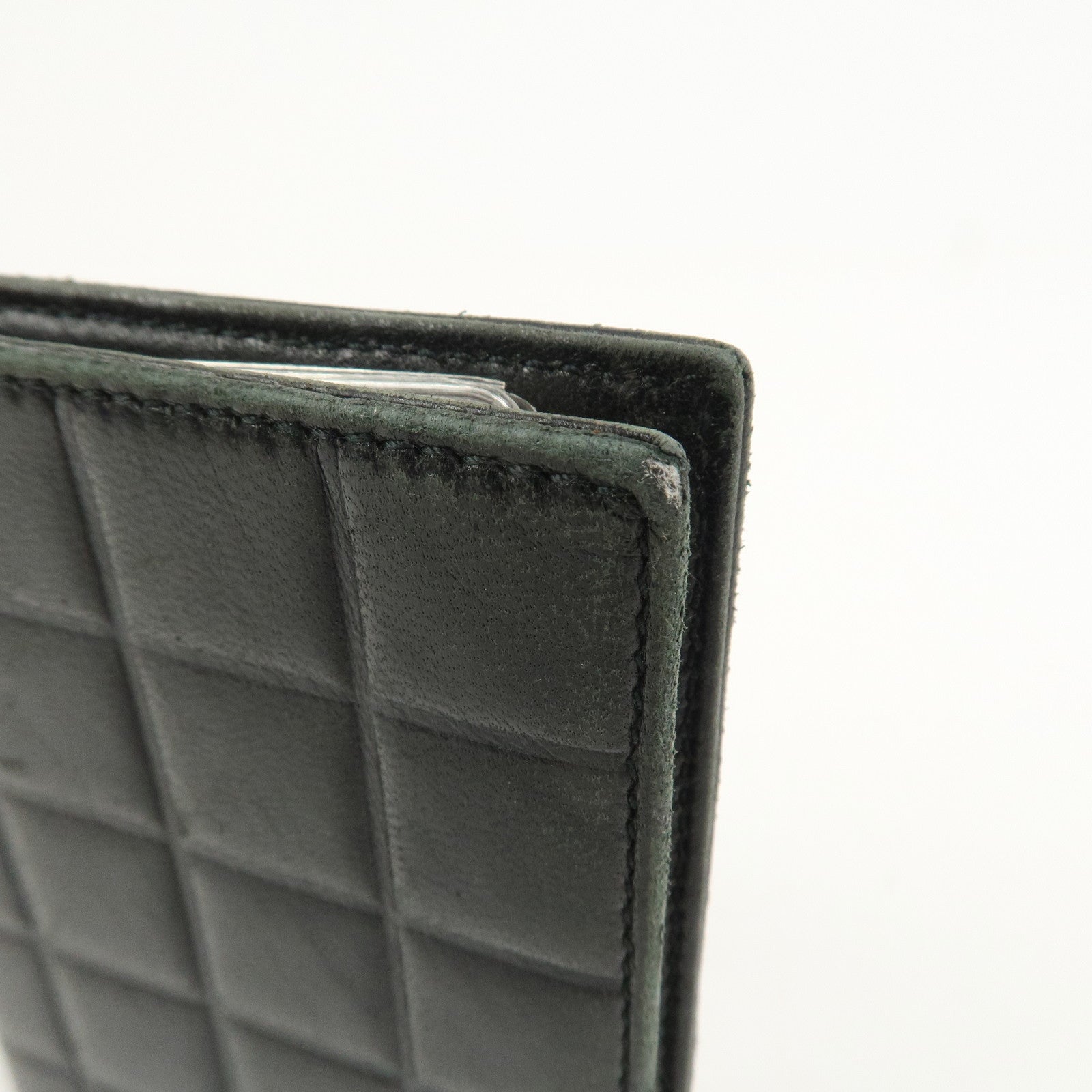 CHANEL Chocolate Bar Lamb Skin Card Case Card Holder Black