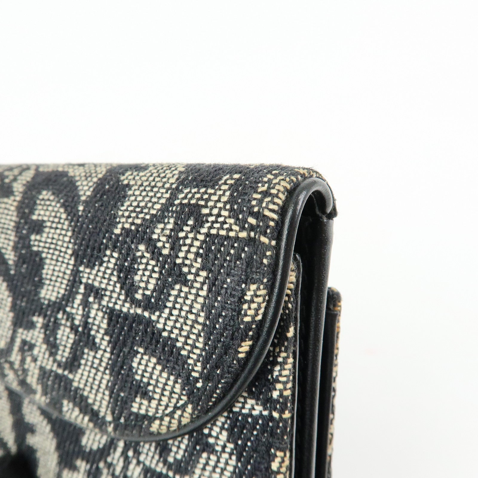 Christian Dior Oblique Jacquard Flap Long Wallet Navy White