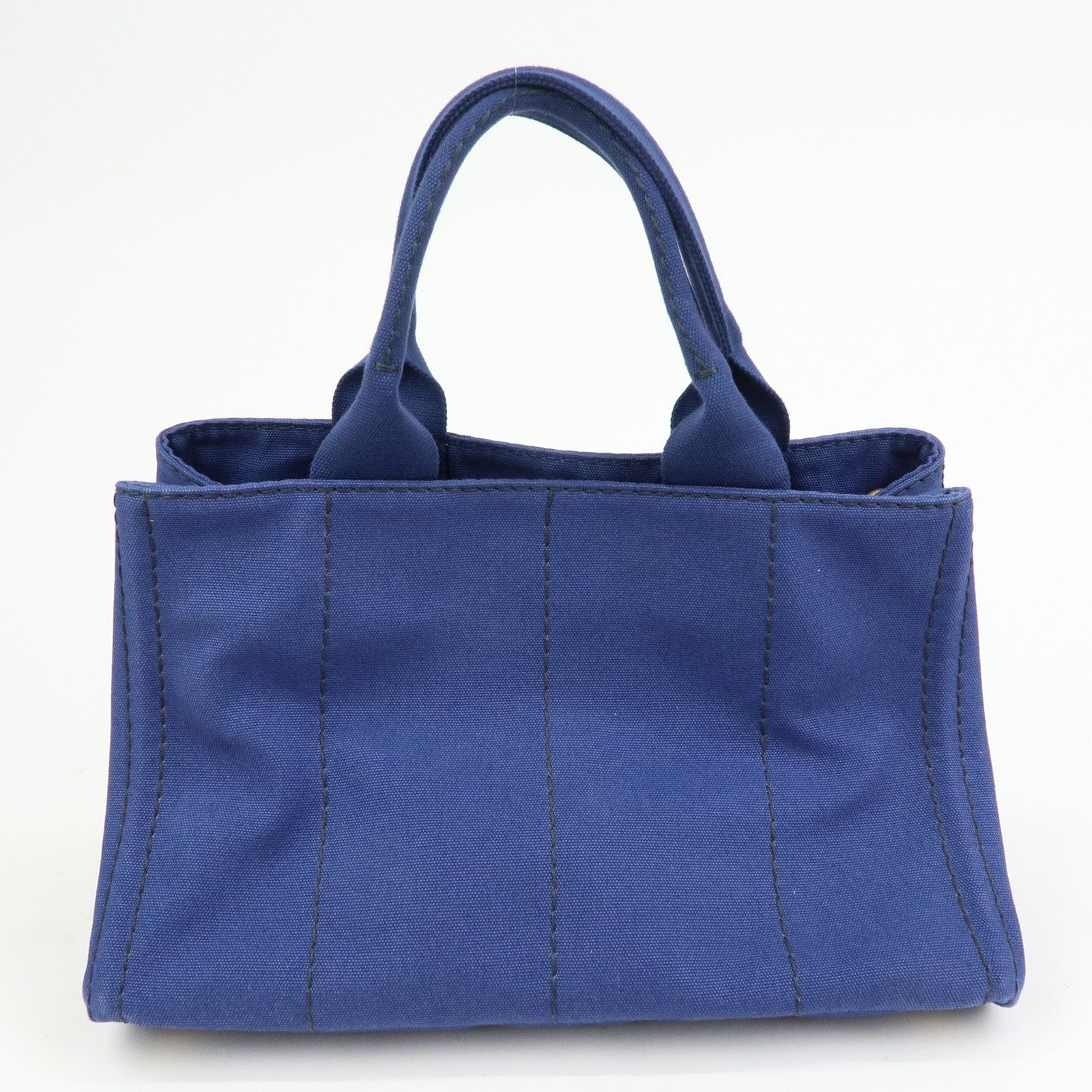 PRADA Triangle Logo Canapa Canvas 2Way Tote Hand Bag Blue BN2642