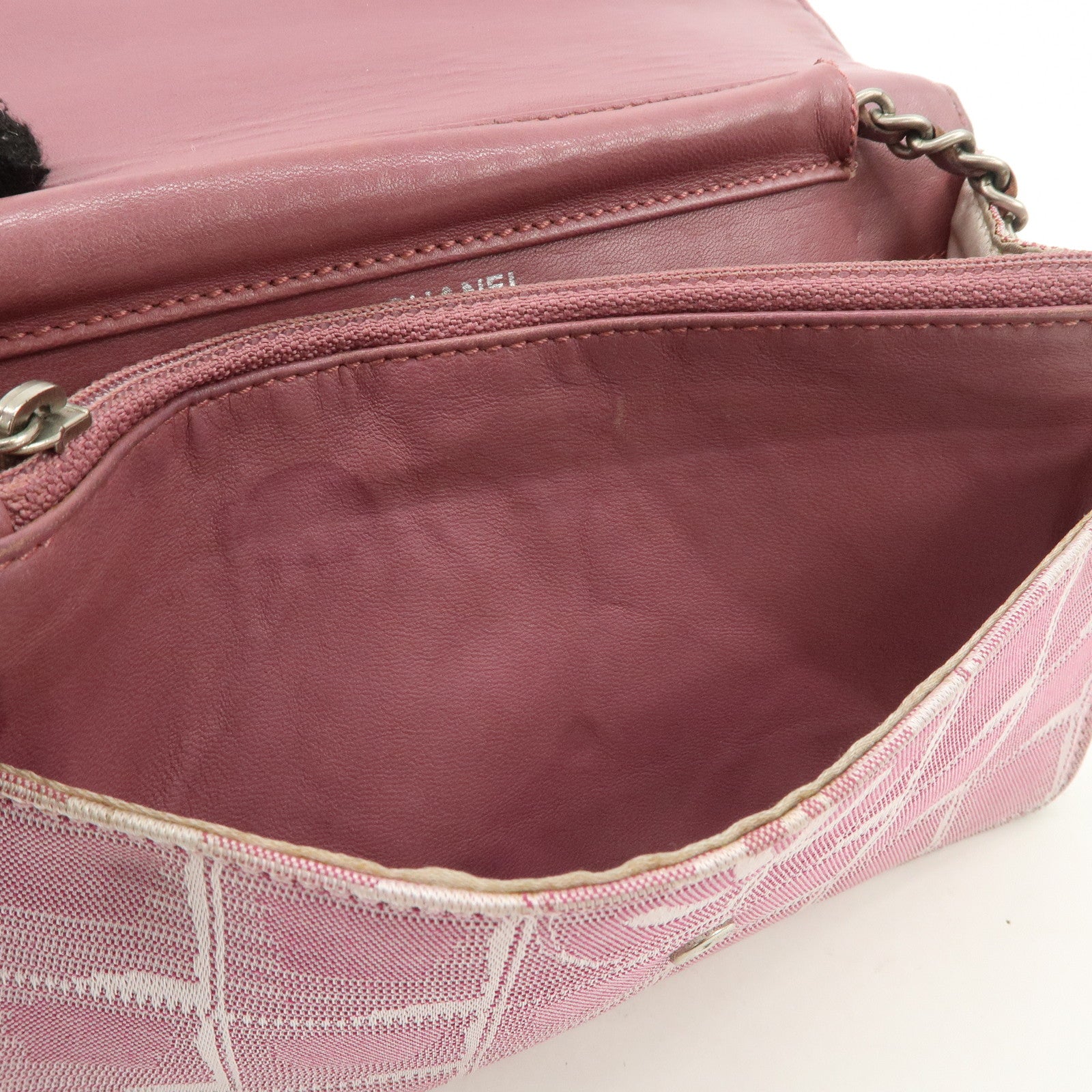 CHANEL New Travel Line Nylon Jacquard Chain Wallet Shoulder Bag 6535288 Used