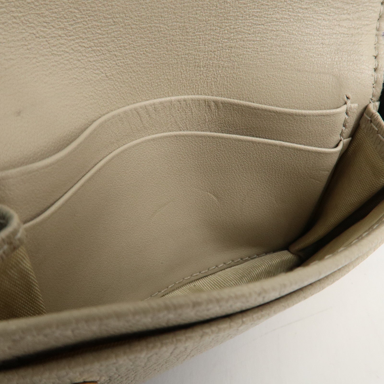 Christian Dior Leather Card Case Beige Gold HDW 44-MA-0248 Used