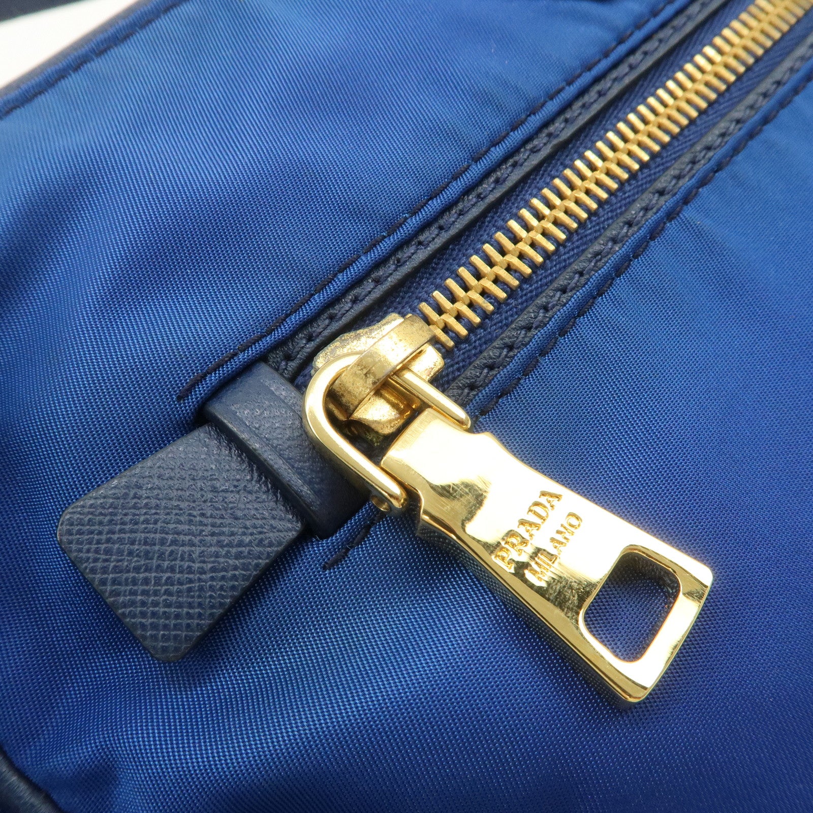PRADA Triangle Logo Nylon Leather Mini Shoulder Bag Blue BN1834