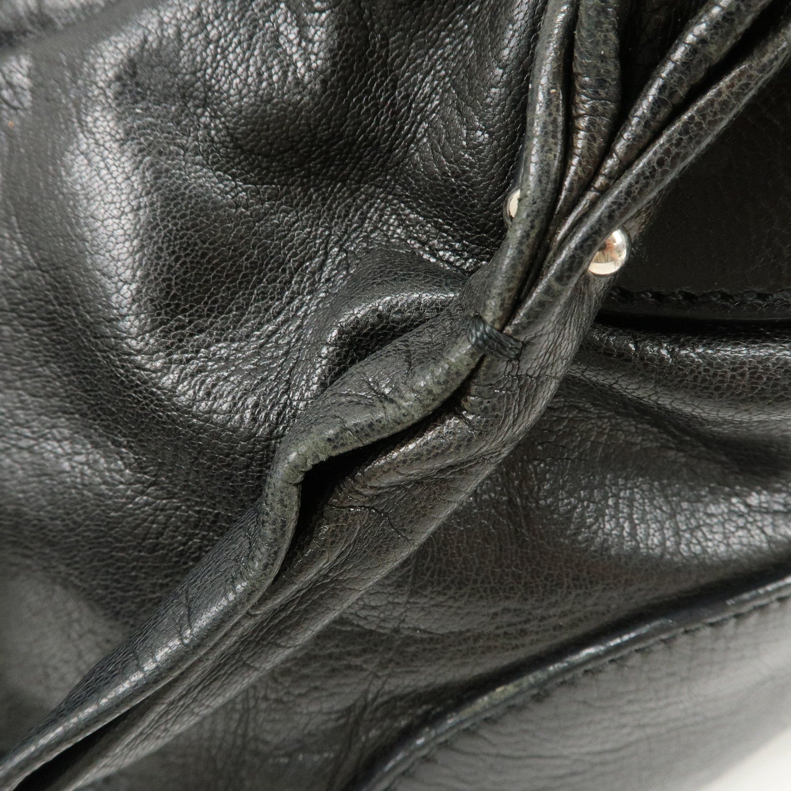 CELINE Bitter Sweet Leather Shoulder Bag Hand Bag Black Used