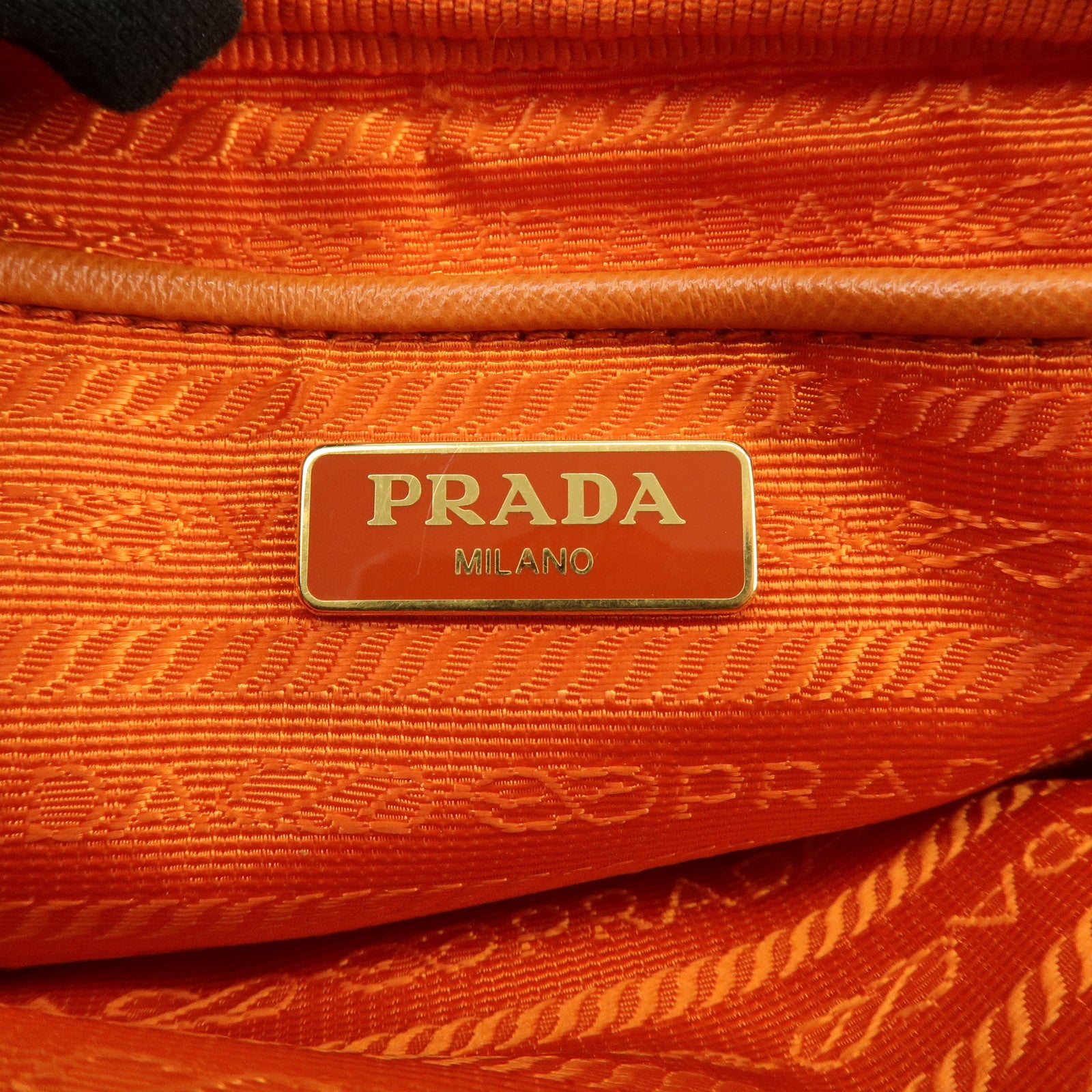 PRADA Triangle Logo Nylon Leather Shoulder Bag Orange 1N1861