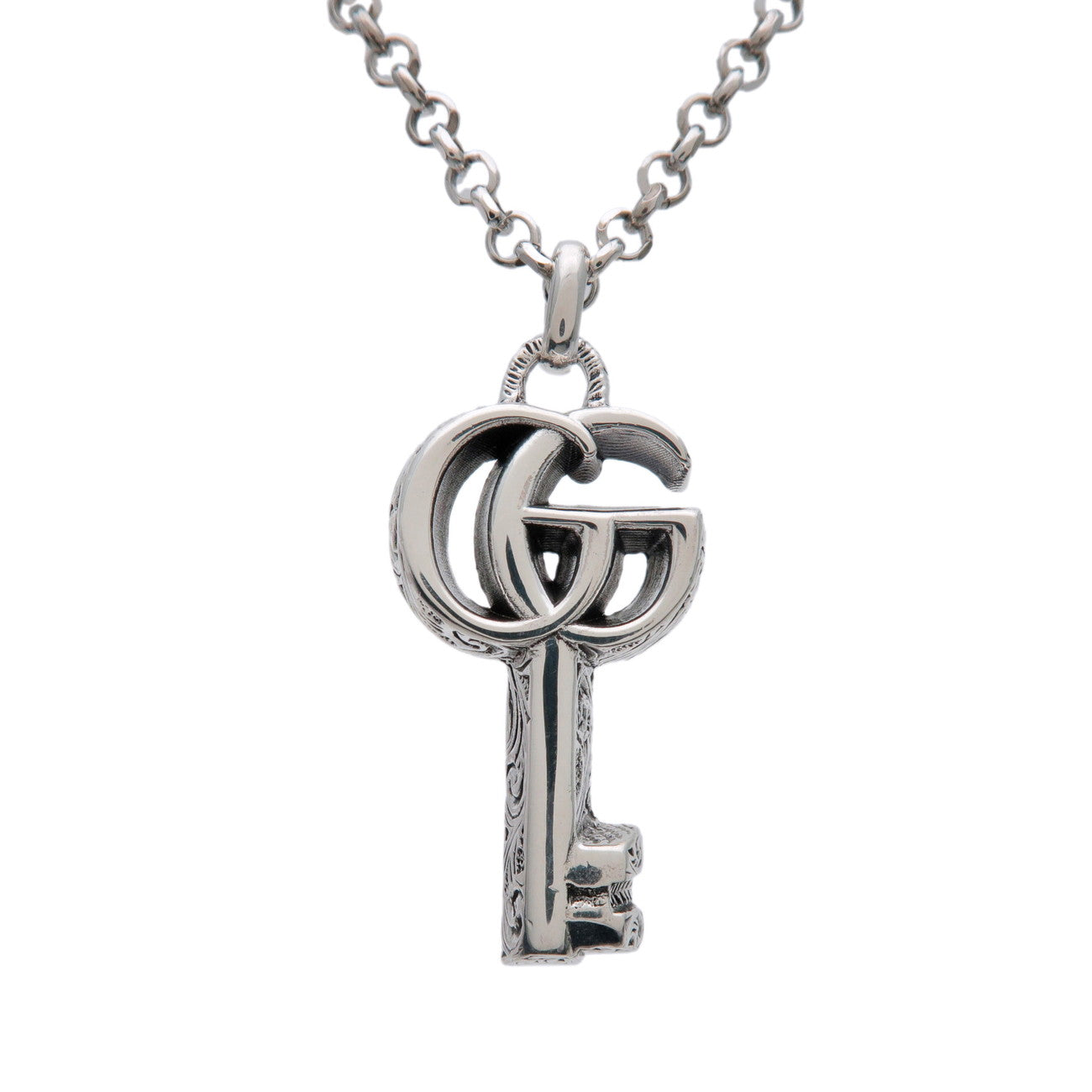 GUCCI Double G Arabesque Key Necklace SV925 Silver
