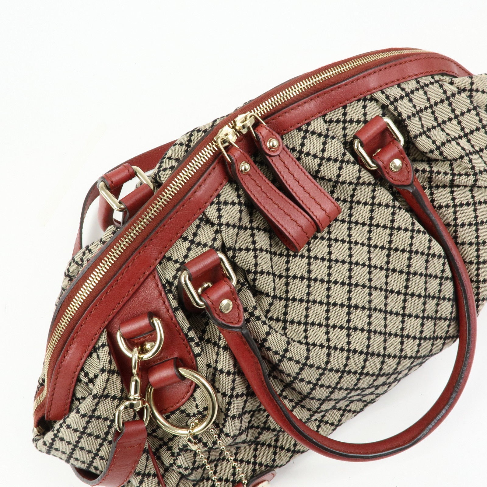 GUCCI Diamante Sukey Canvas Leather 2WAY Hand Shoulder Bag 223974