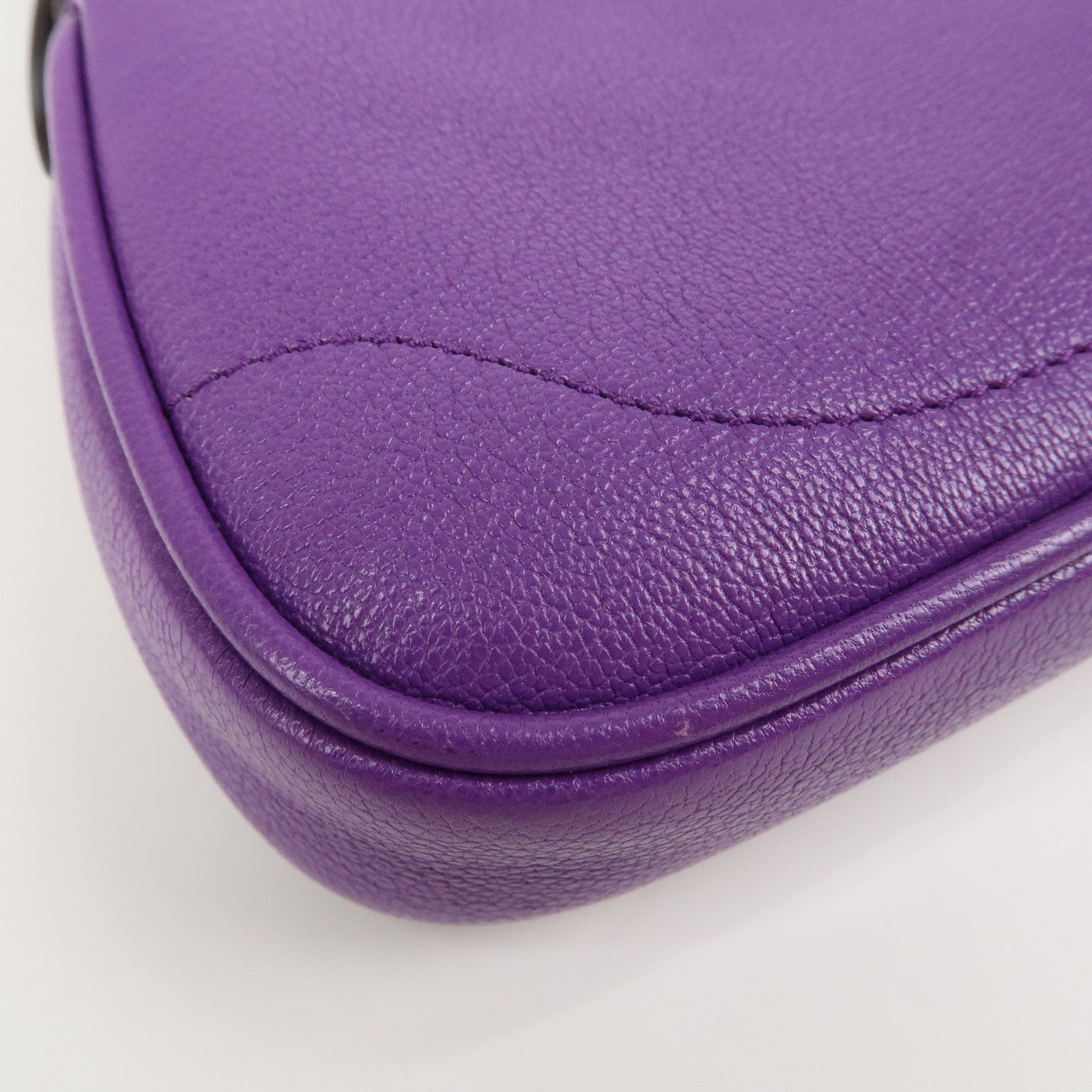 GUCCI GG Marmont Aphrodite Leather Small Hand Bag Purple 739076