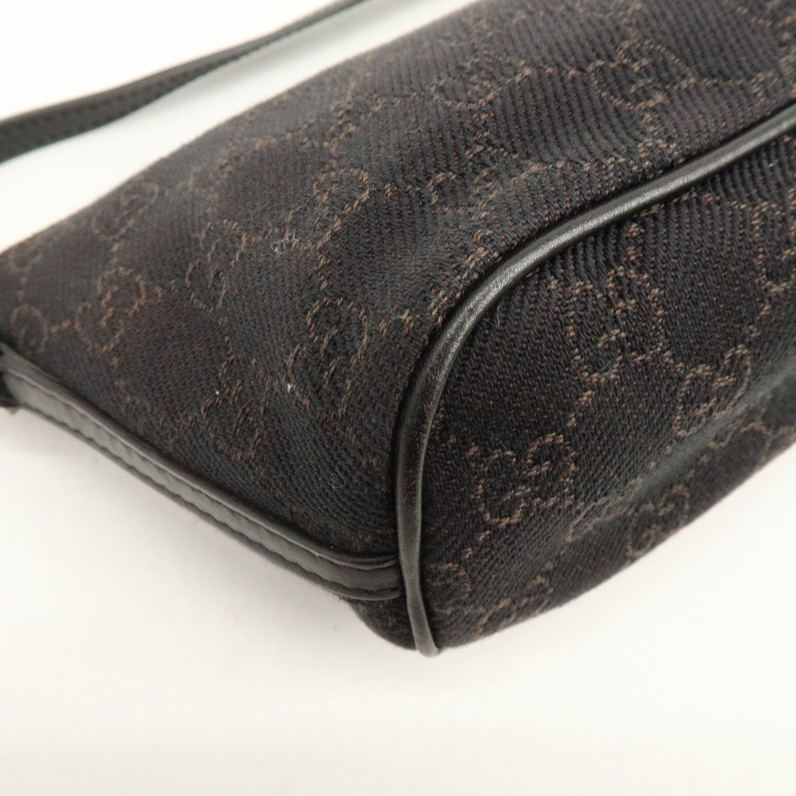 GUCCI Boat Bag GG Canvas Leather Hand Bag Brwon 07198