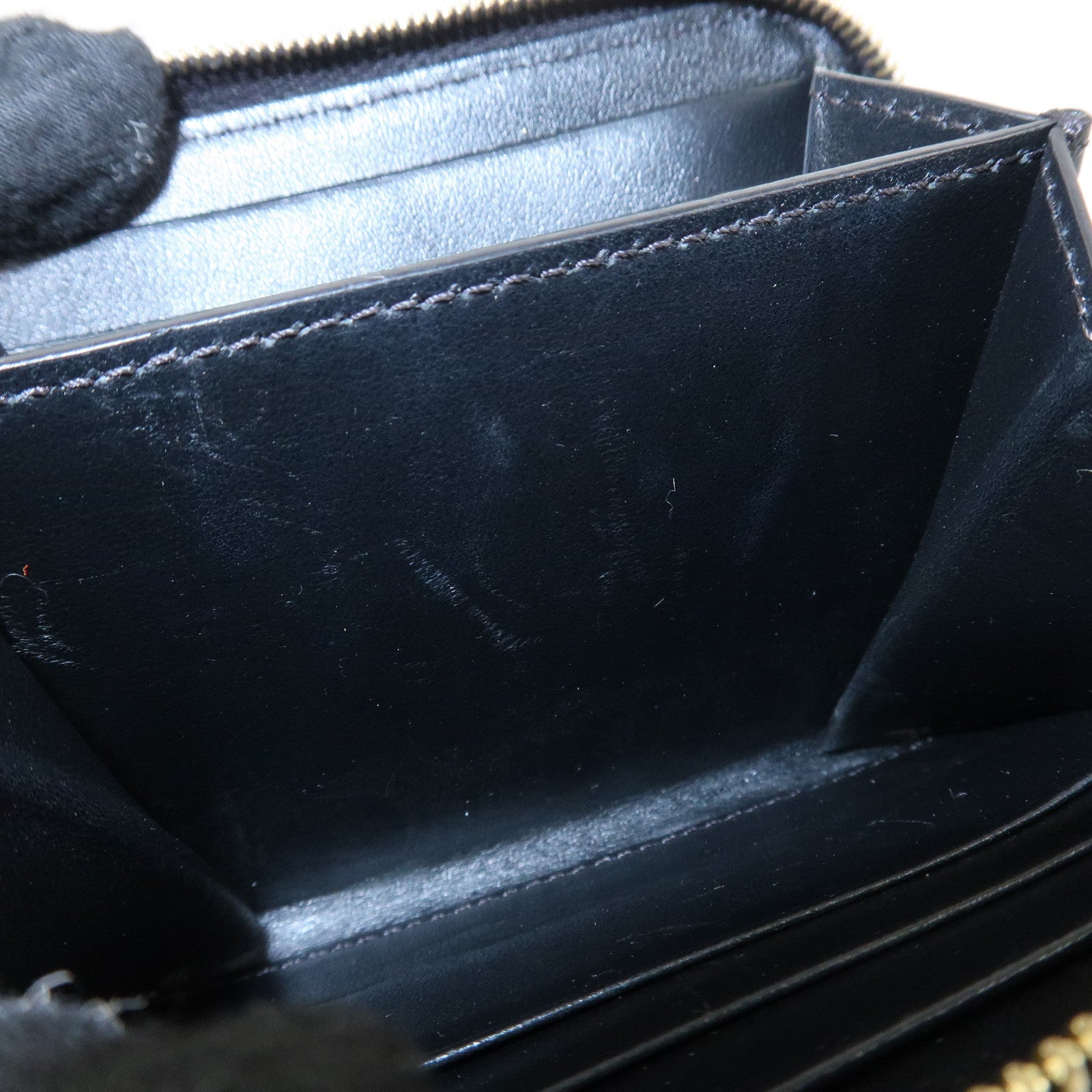 CELINE Leather Round Zippy Compact Wallet Brown Used