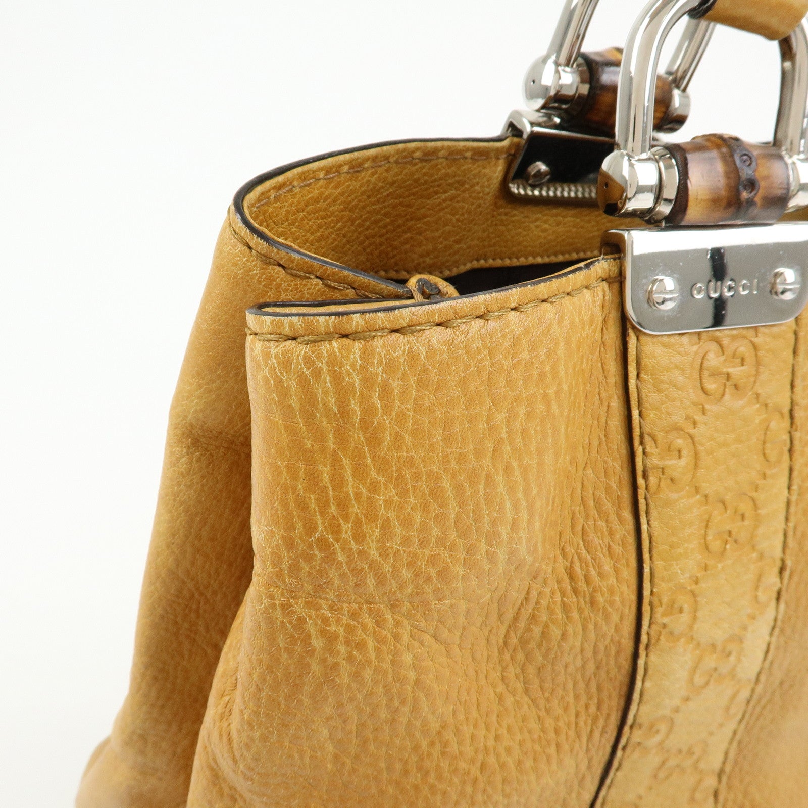 GUCCI Bamboo Bar Guccissima Leather Tote Bag Mustard 232947