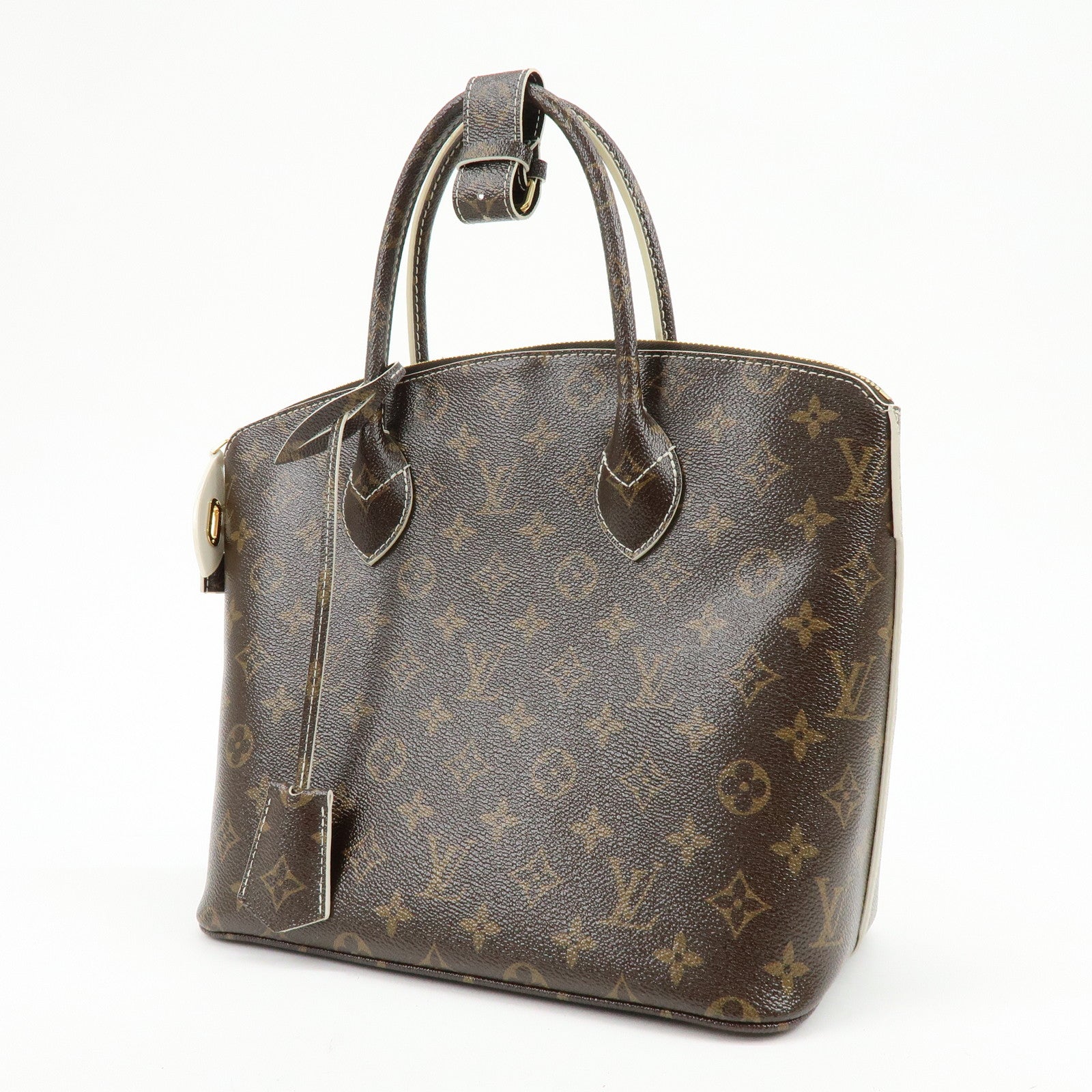 Louis Vuitton Shiny Monogram Canvas Lockit Hand Bag Brown M40597