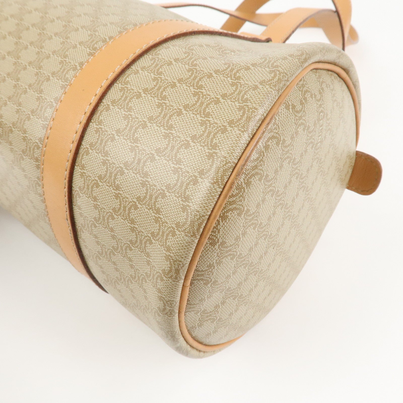 CELINE Macadam PVC Leather Shoulder Bag Hand Bag Beige