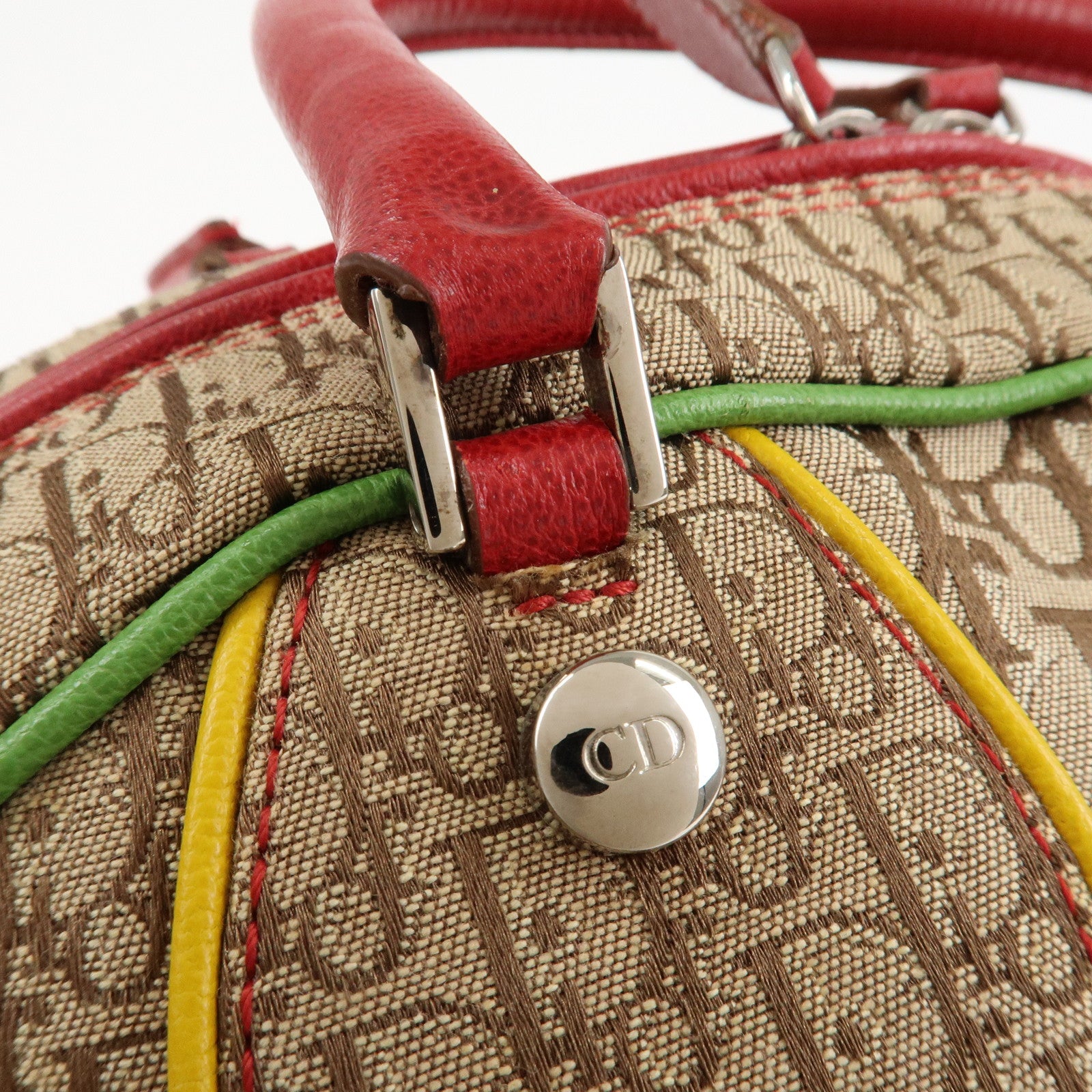 Christian Dior Rasta Trotter Canvas Boston Bag Beige 08RU0064 Used