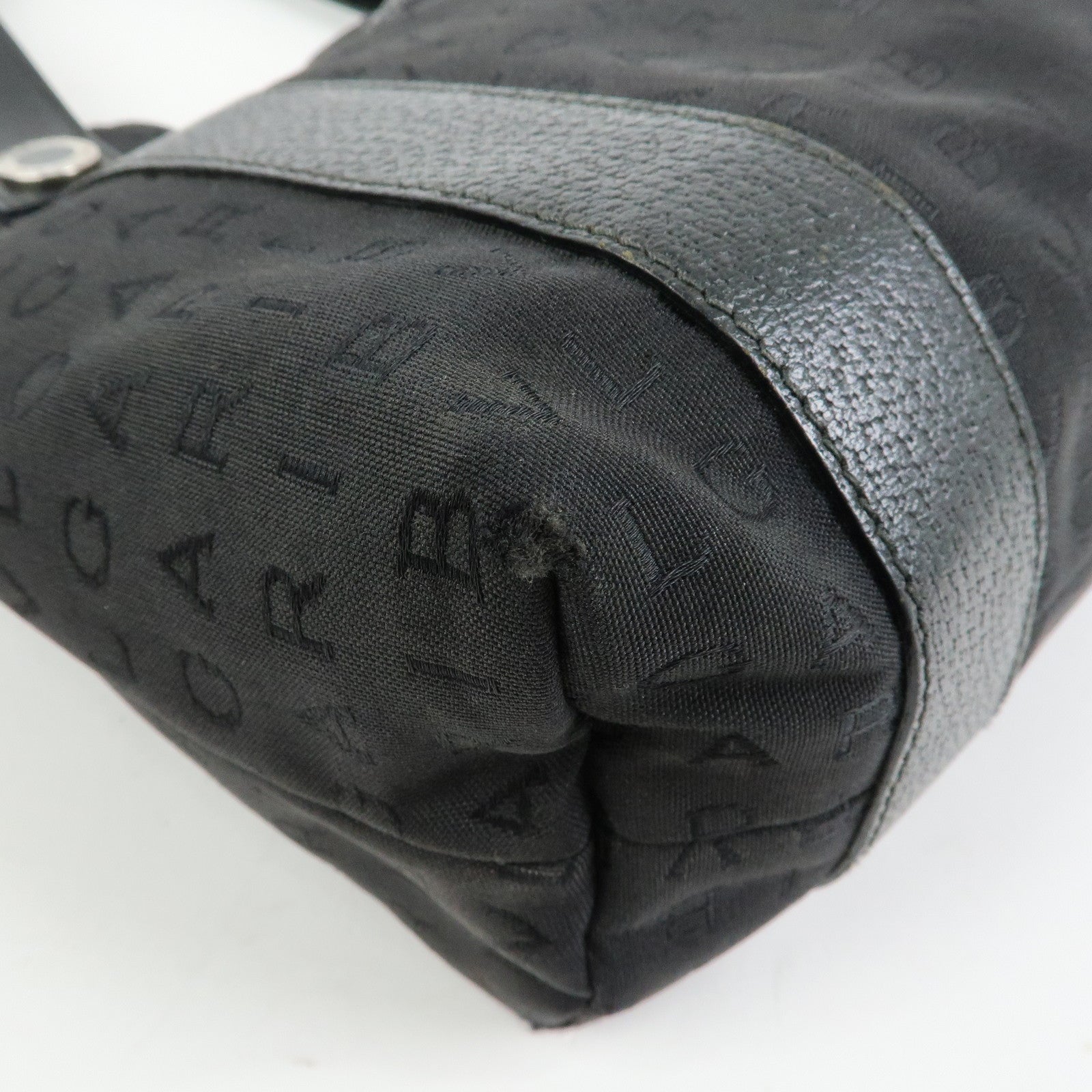 BVLGARI Logo Mania Canvas Leather Tote Bag Hand Bag Black