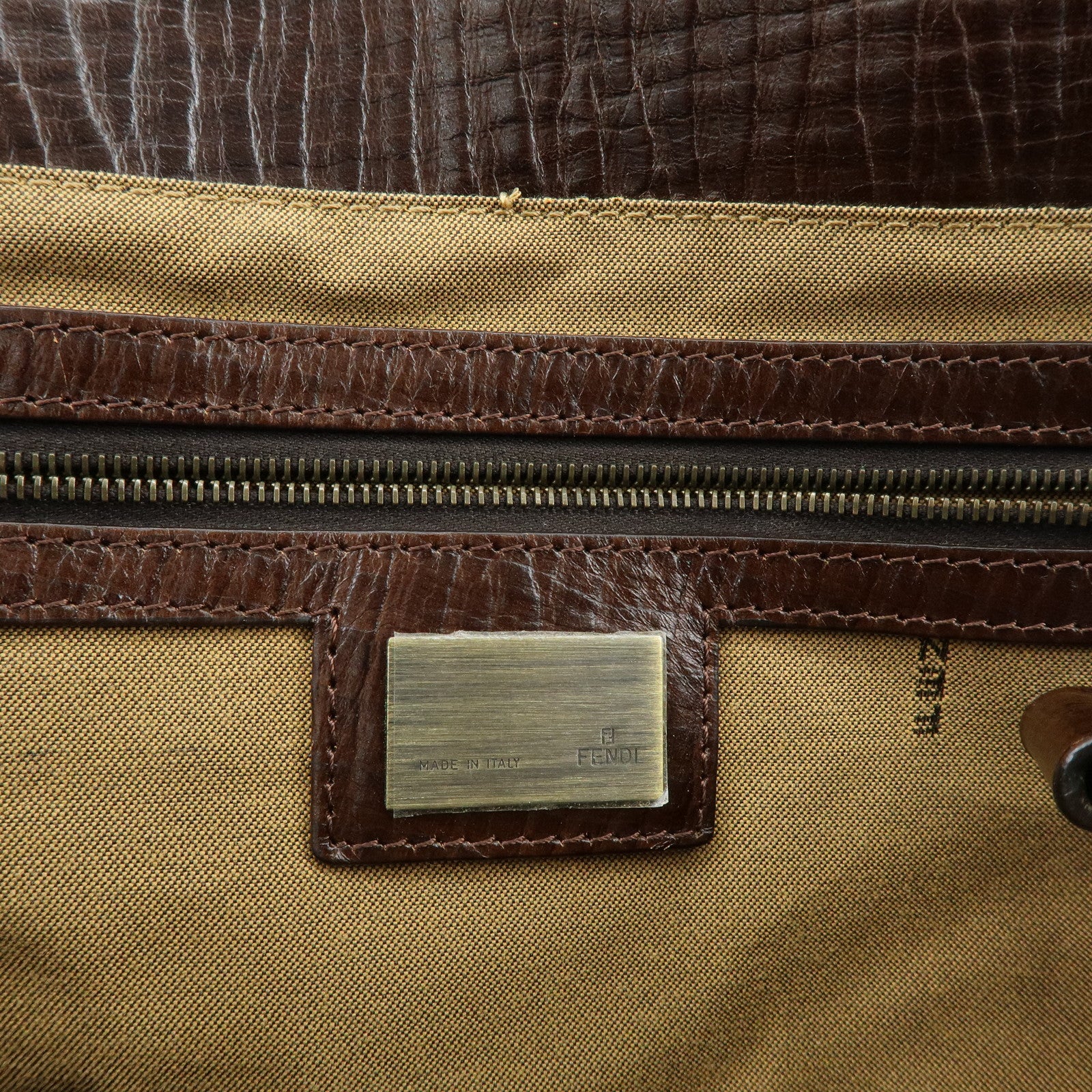 FENDI Zucca Ethnico Canvas Leather Tote Bag Shoulder Bag 8BN162