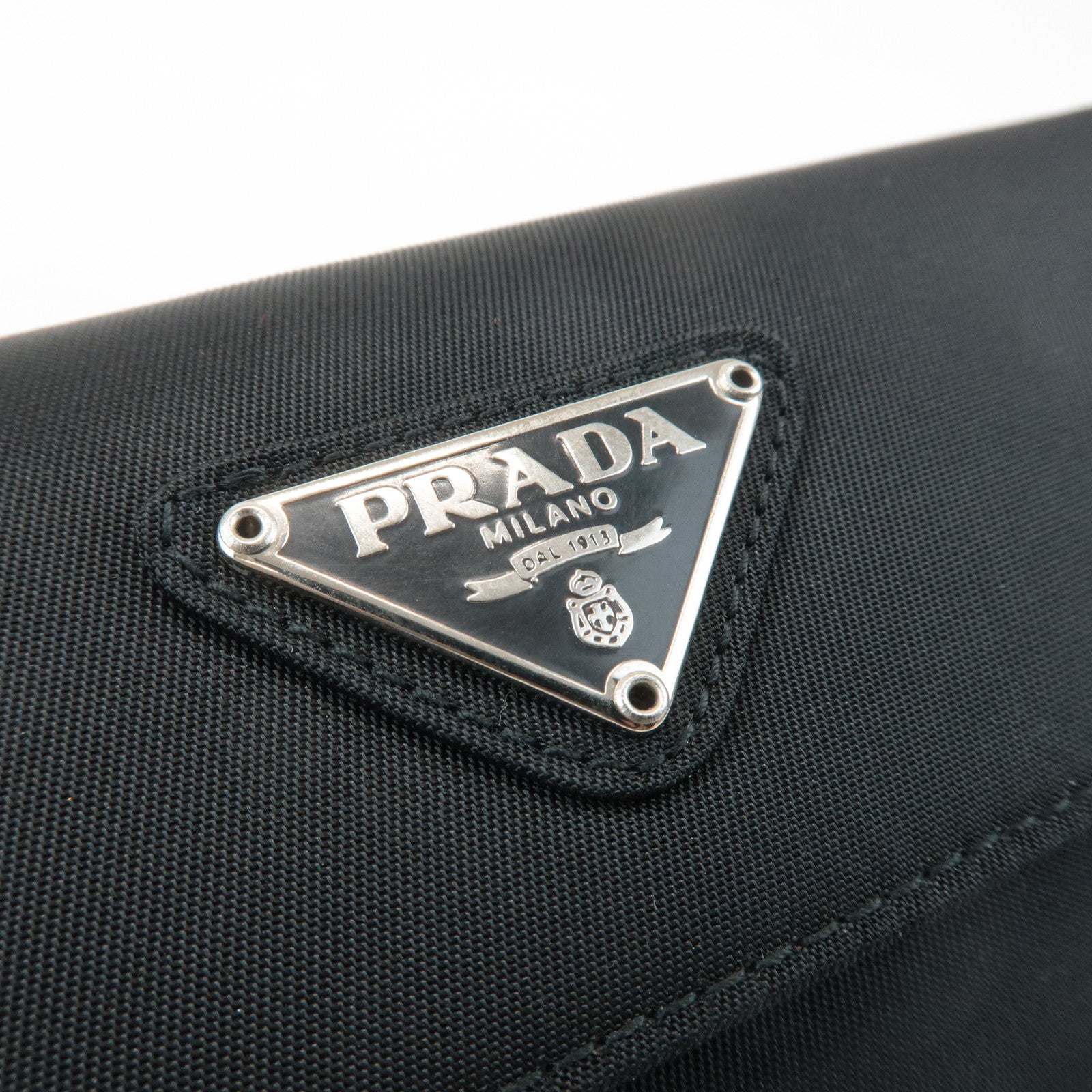 PRADA Triangle Logo Nylon 6 Key Case Key Holder Black M26X Used