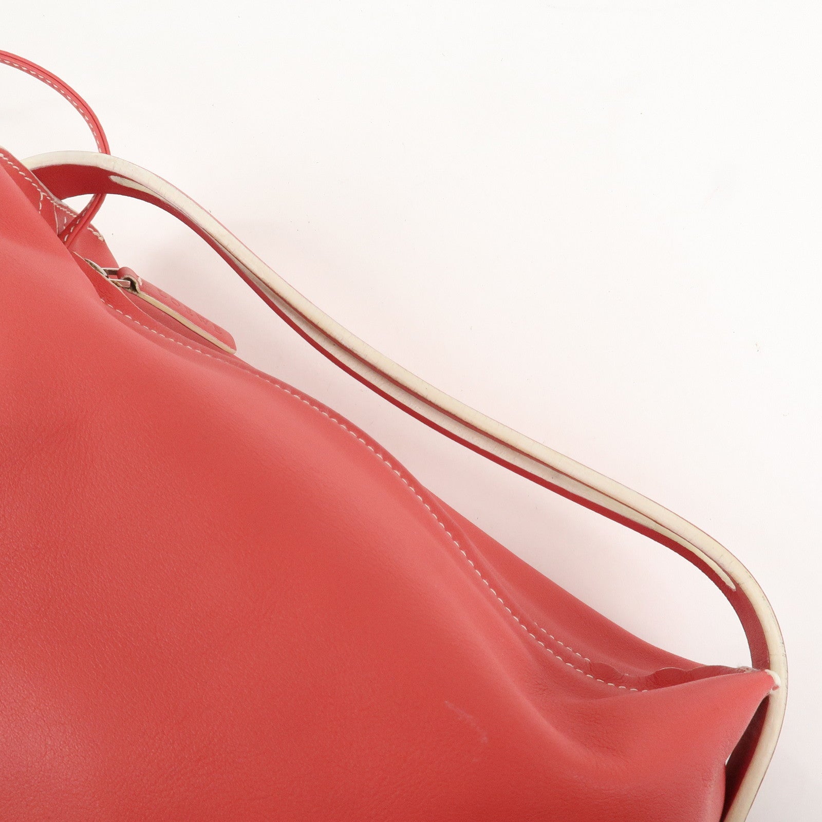 LOEWE Leather Hand Bag Red White Silver Hardware