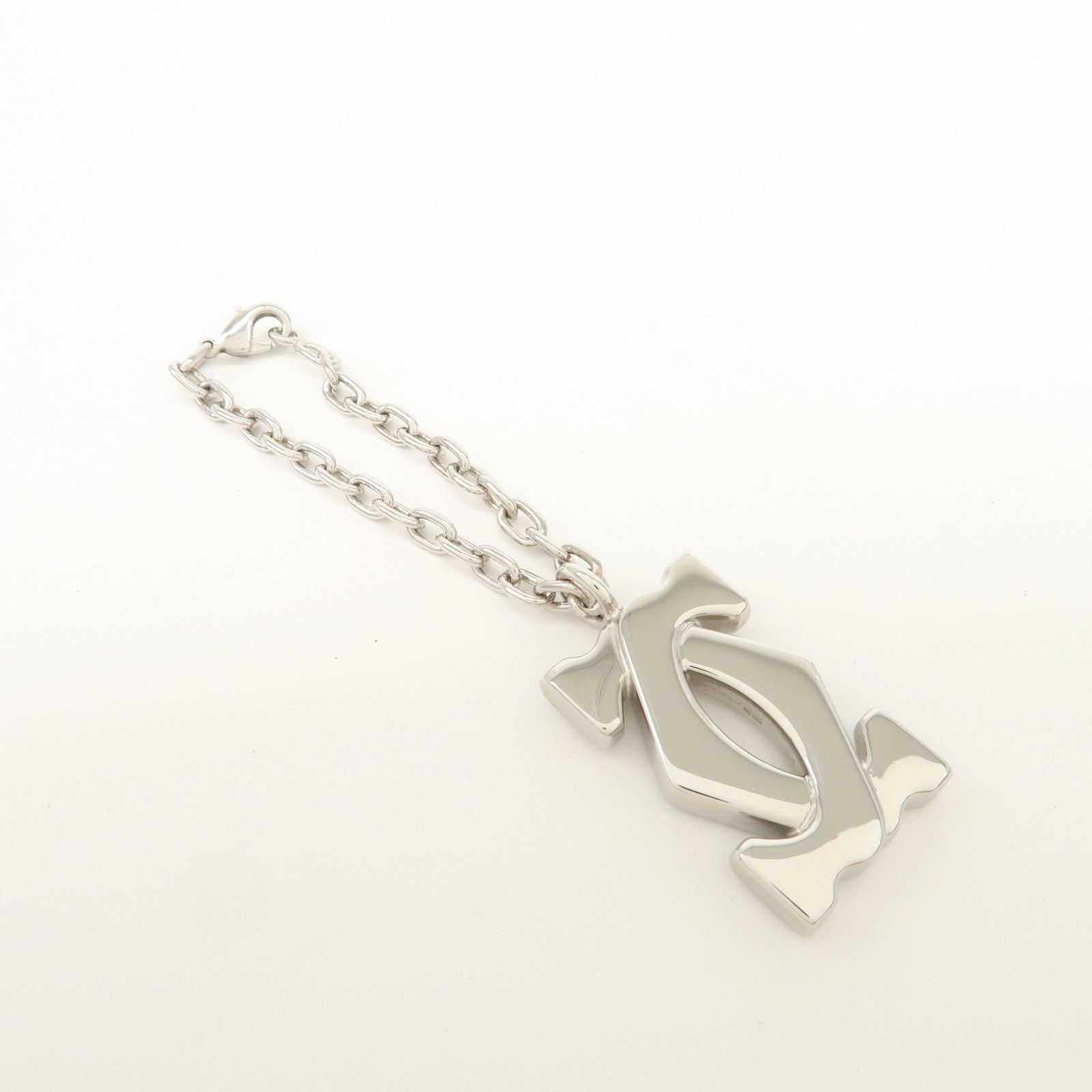 Cartier Must Line Logo Metal Bag Charm Key Charm Silver