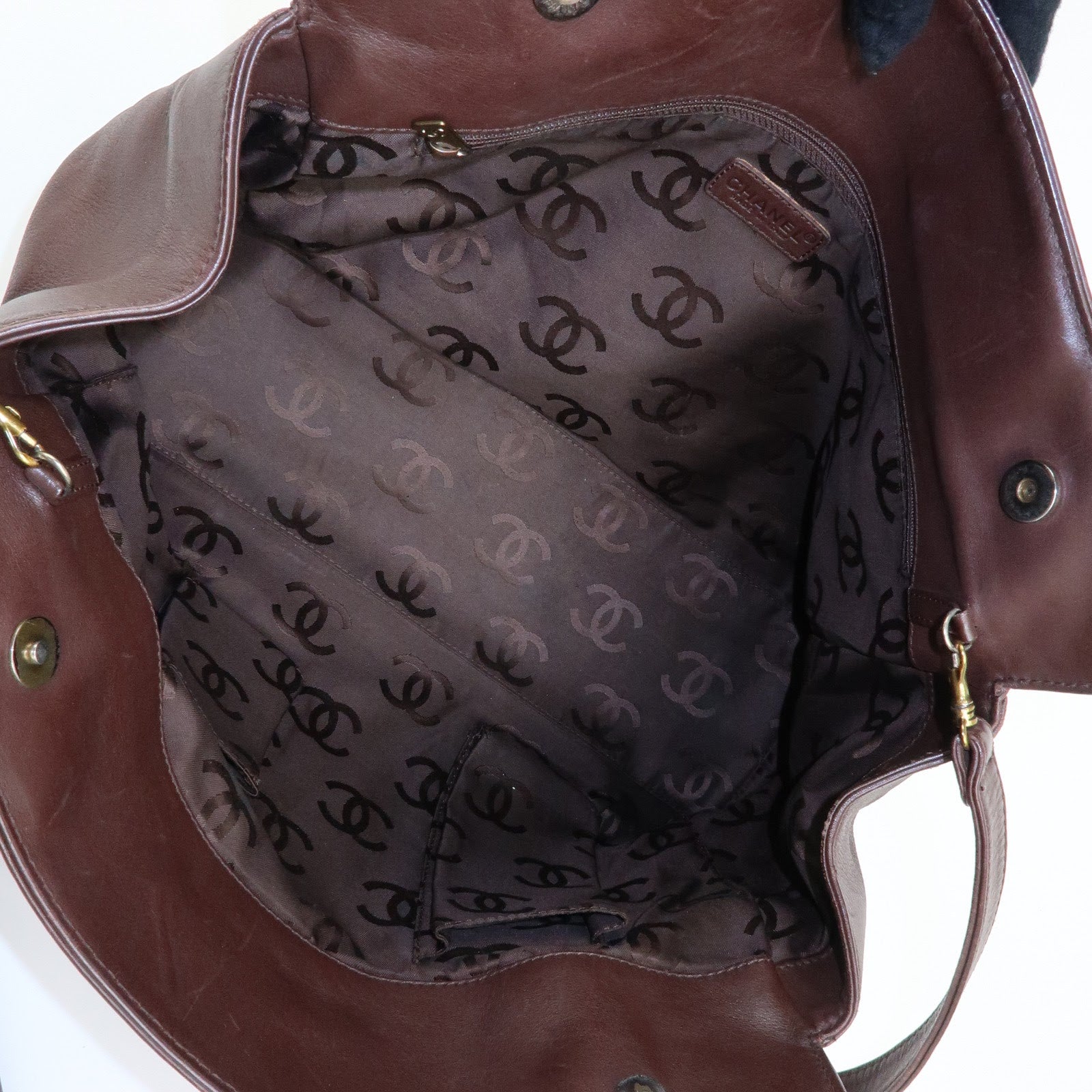 CHANEL COCO Mark Calf Leather 2WAY Bag Tote Bag Brown