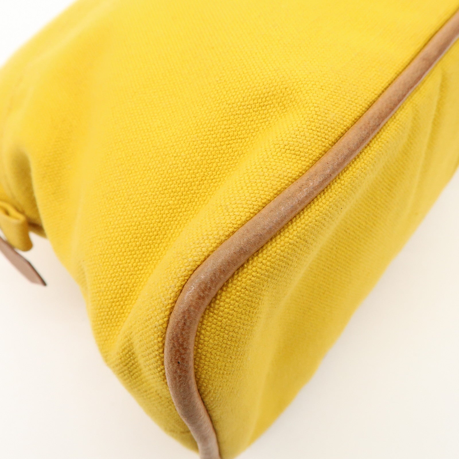 HERMES Set of 2 Leather Canvas Pouch Cosmetic Pouch Pink Yellow Used