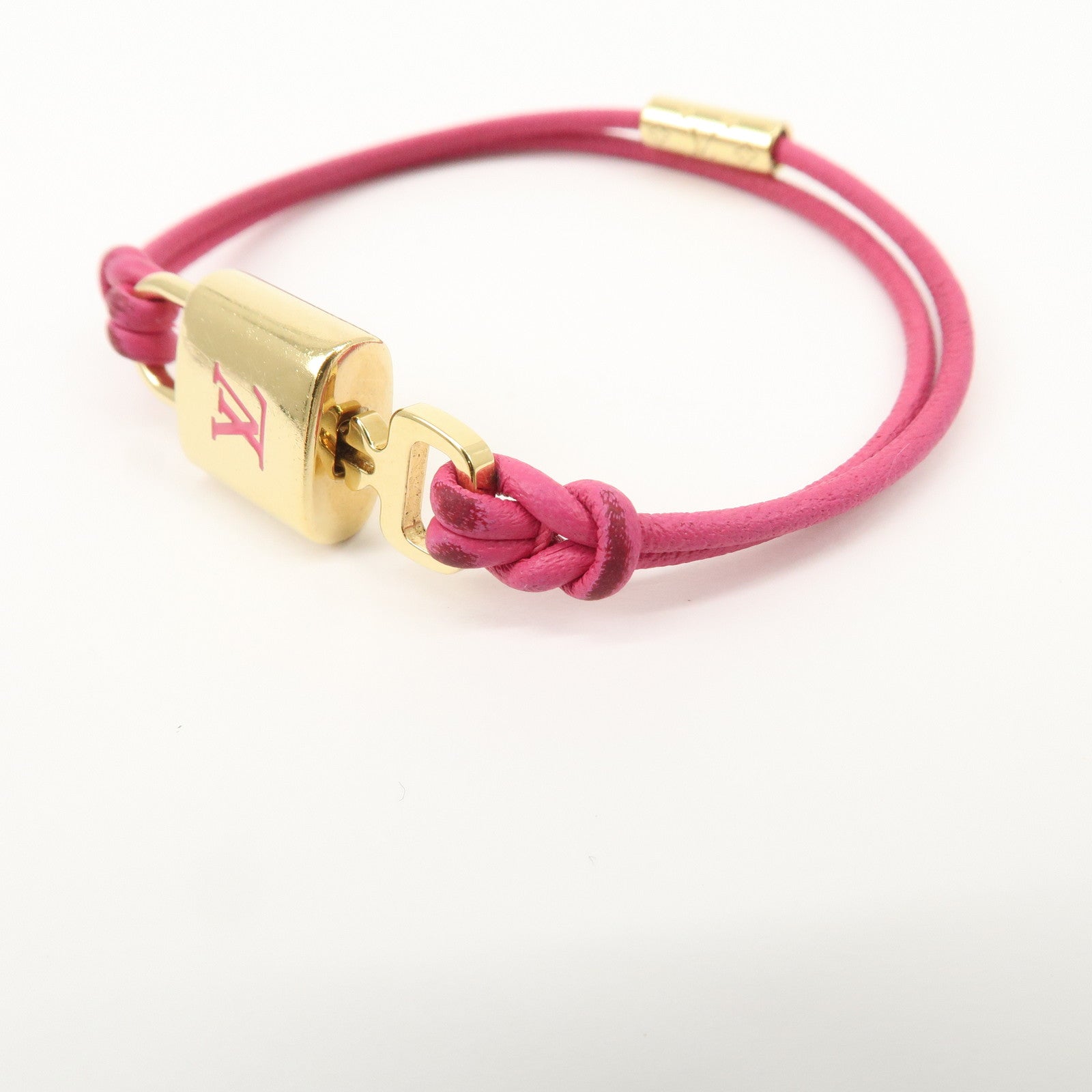 Louis Vuitton Monogram Padlock Bracelet Viole Fuchsia Gold HDW M8521F Used