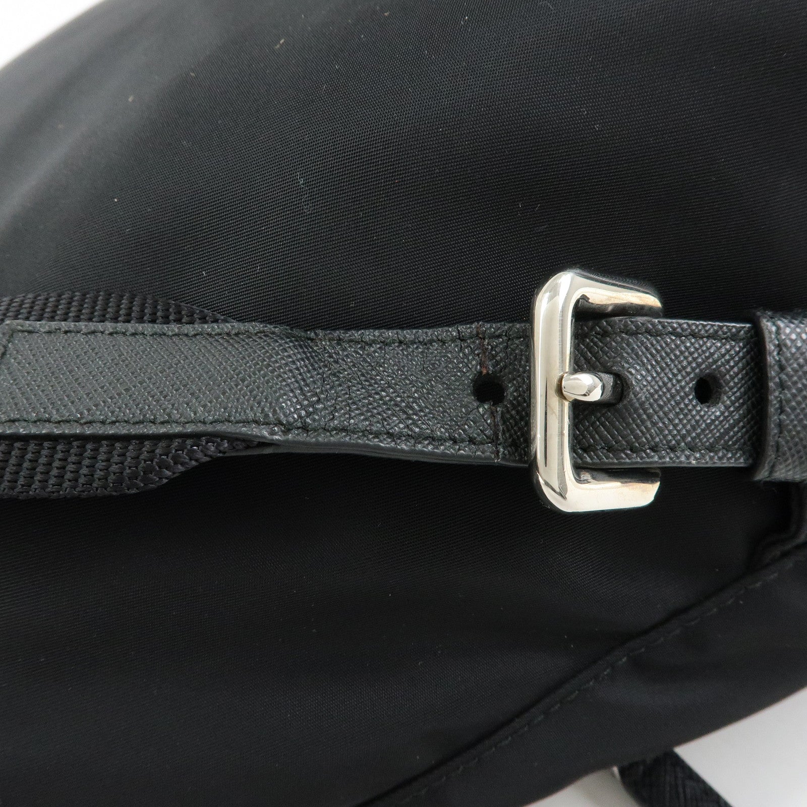 PRADA Triangle Logo Nylon Leather Backpack Rucksack Black 1BZ005