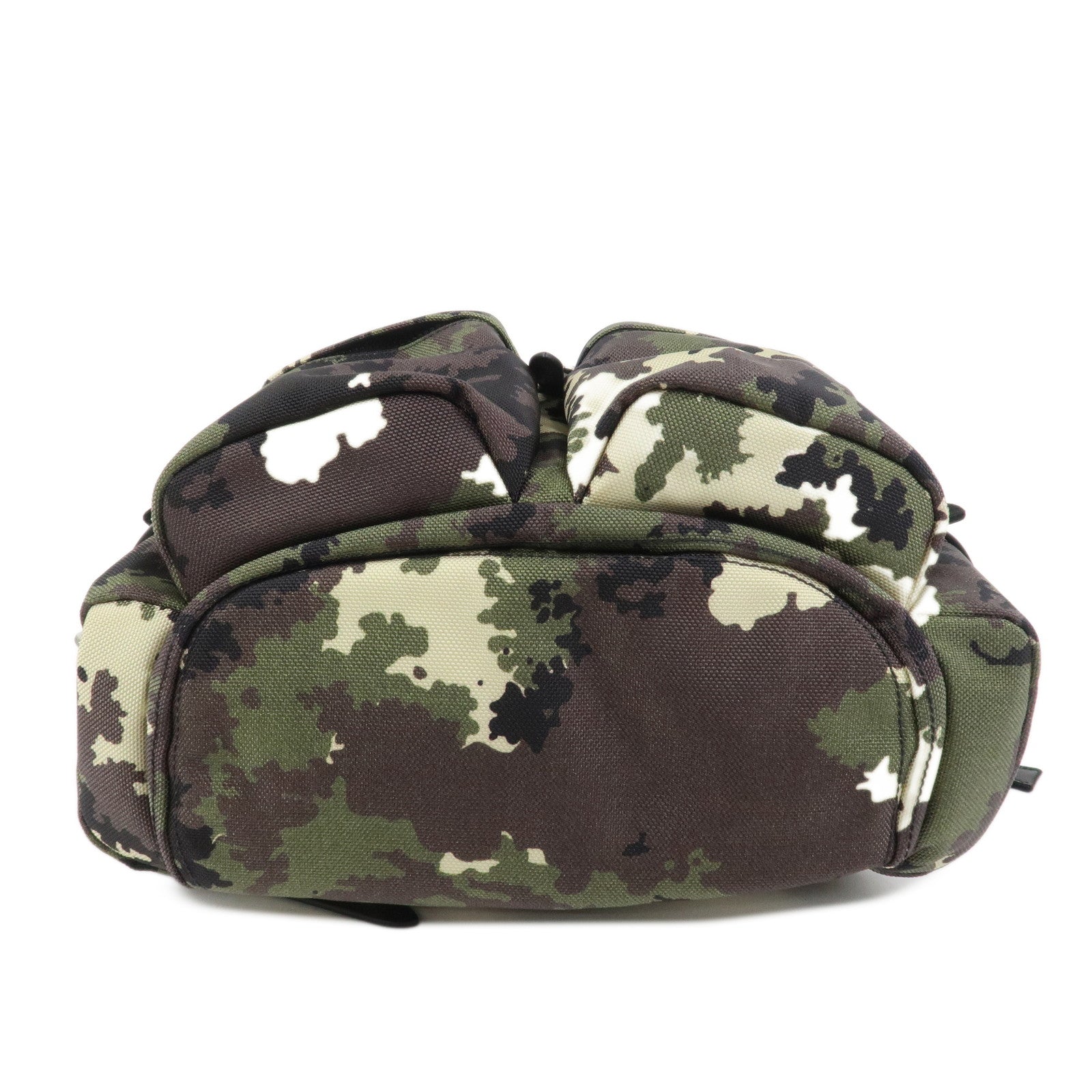 MIU MIU Nylon Canvas Camouflage Backpack Khaki Black 5BZ033