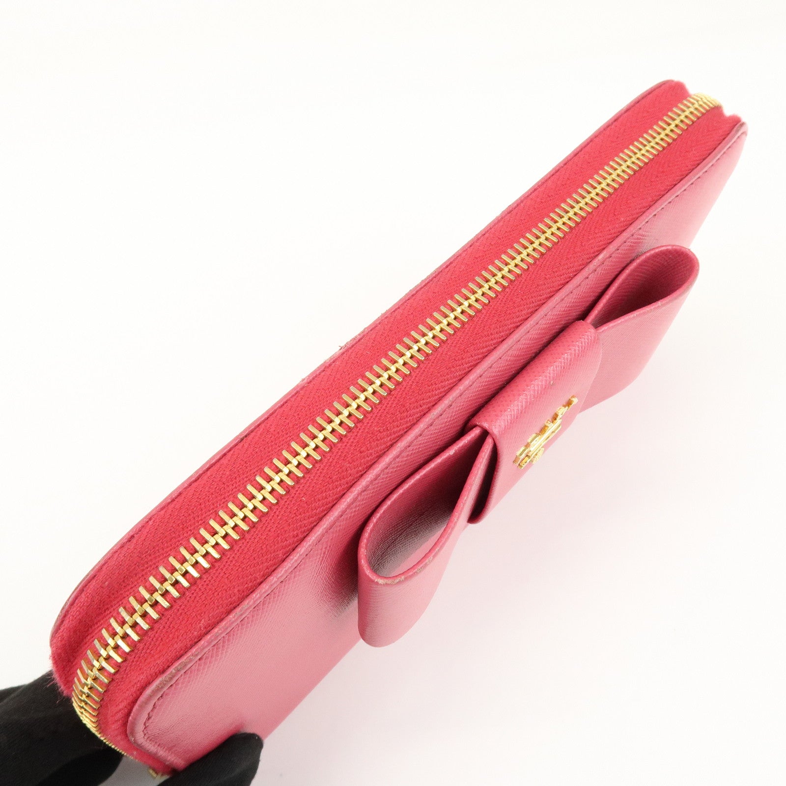 PRADA Saffiano Leather Round Zippy Wallet Pink Pink 1M0506