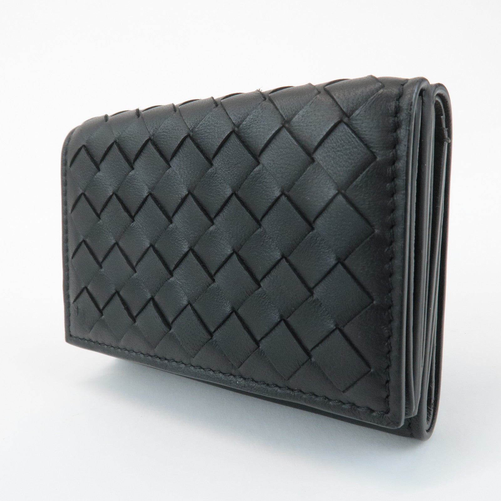 BOTTEGA VENETA Intrecciato Leather Tri-fold Wallet Black 515385