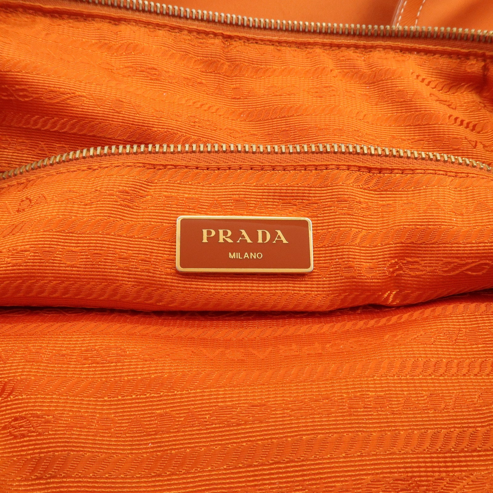 PRADA Nylon Saffiano Leather Tote Bag Hand Bag Orange