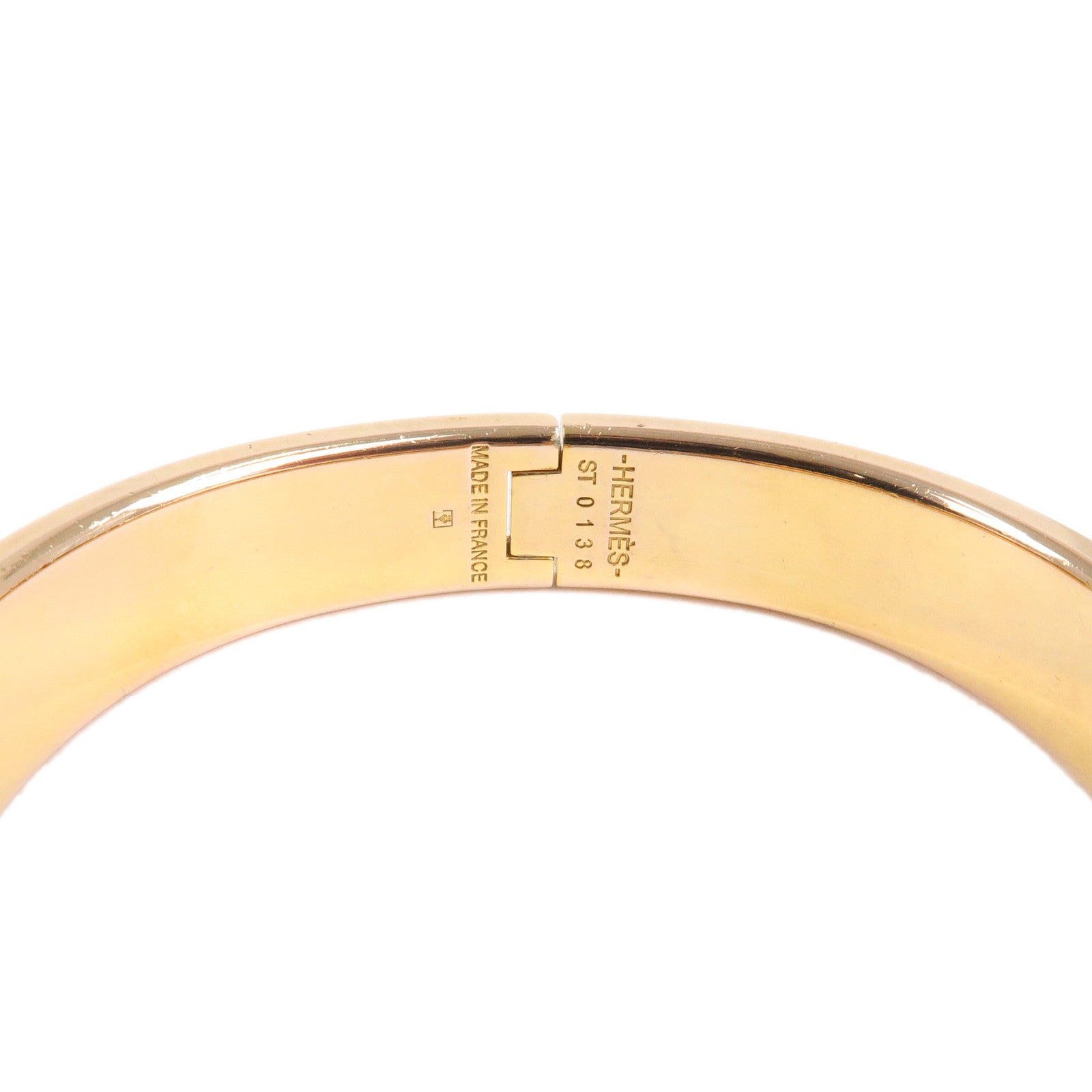 HERMES Clic Clac PM H Logo Bangle Bracelet Gold Black Used