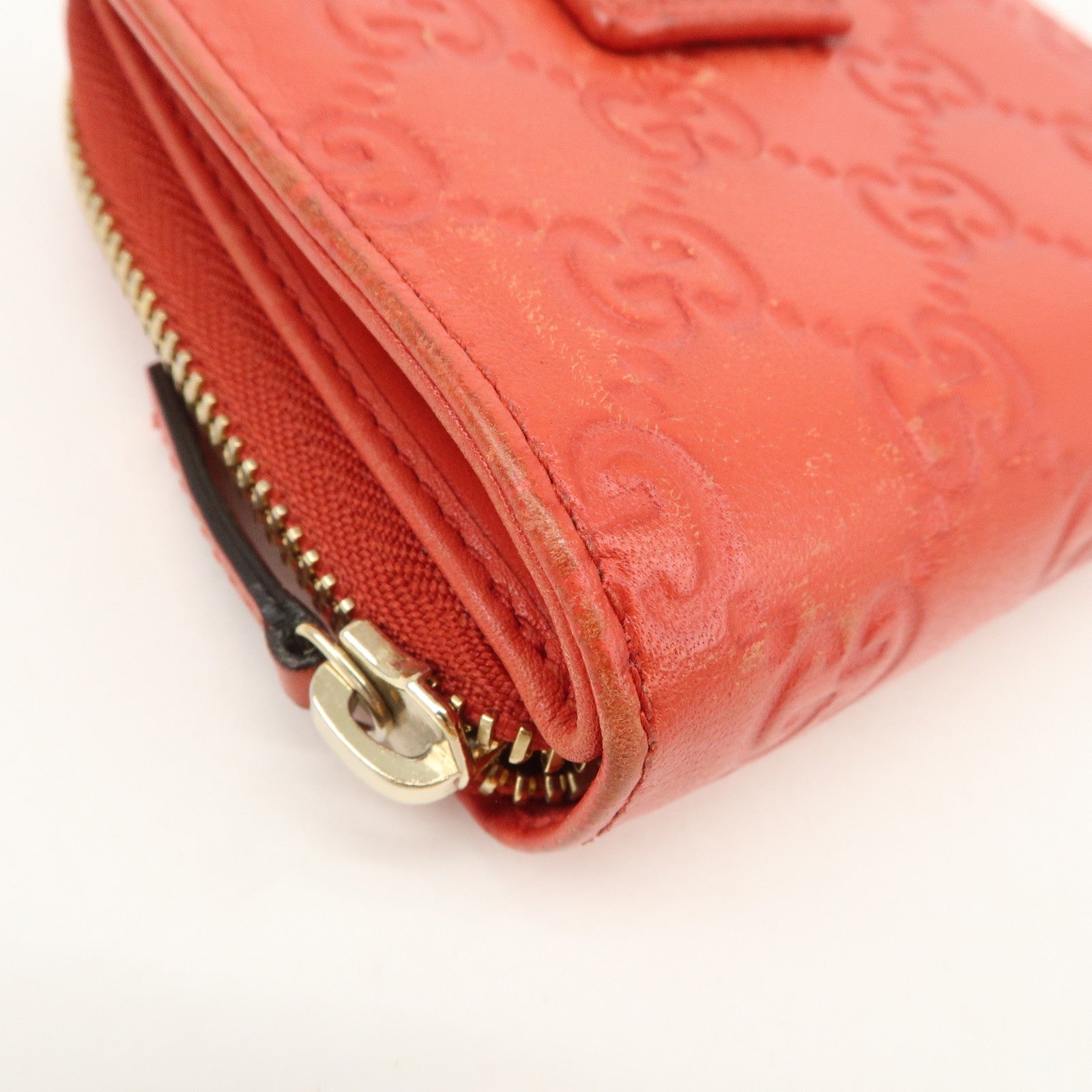GUCCI Guccissima Leather Bi-fold Compact Wallet Red 346056
