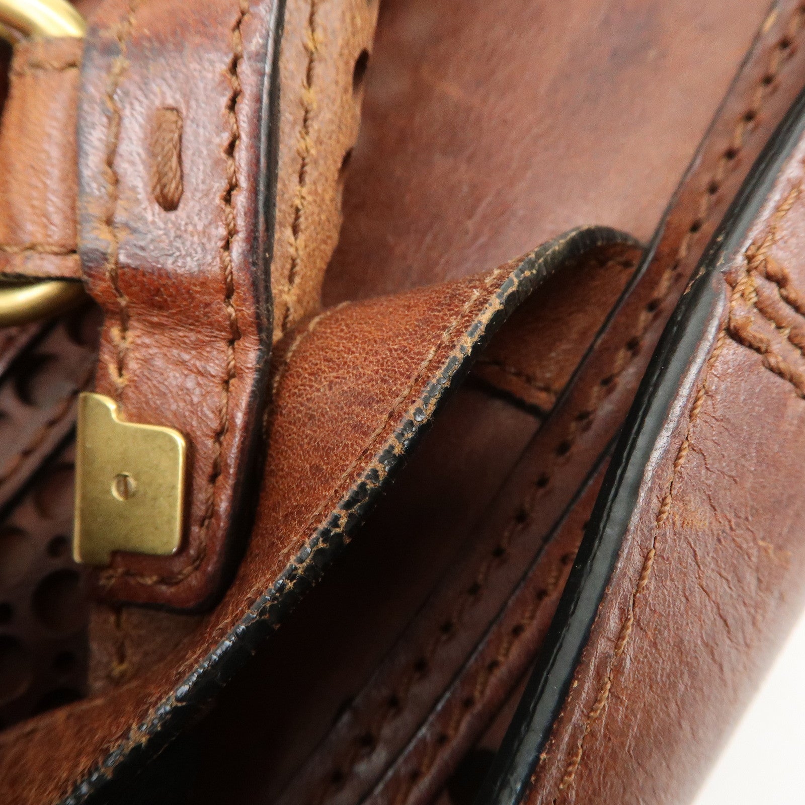 Chloe Marcie Leather 2WAY Bag Shoulder Bag Hand Bag Brown