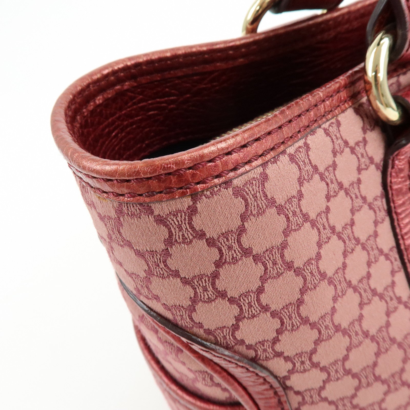CELINE Macadam Boogie Bag Canvas Leather Hand Bag Tote Bag Pink