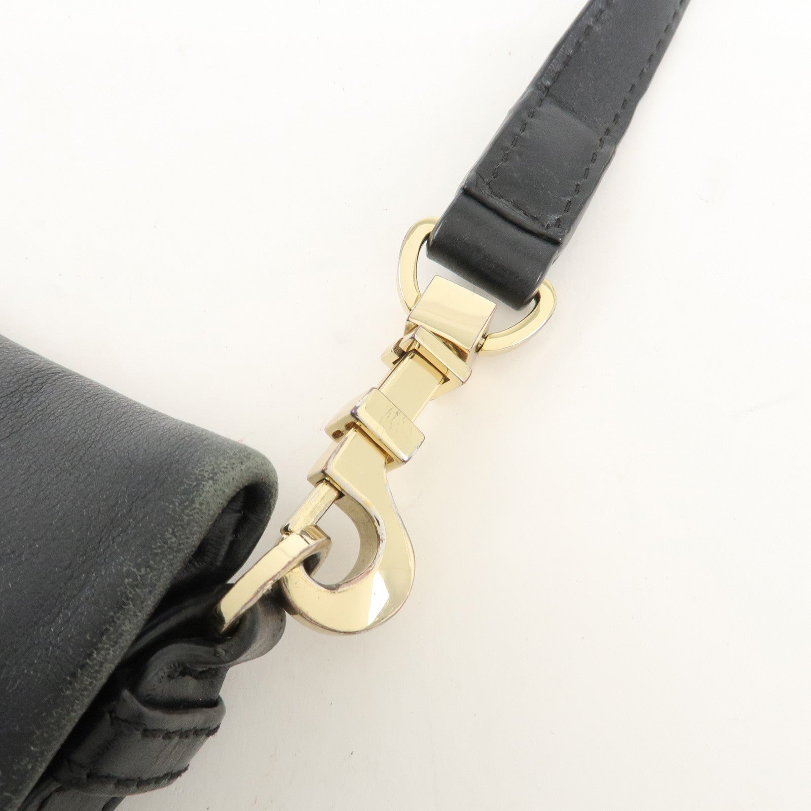 Tory Burch Leather 2Way Bag Shoulder Bag Black Gold HDW Used