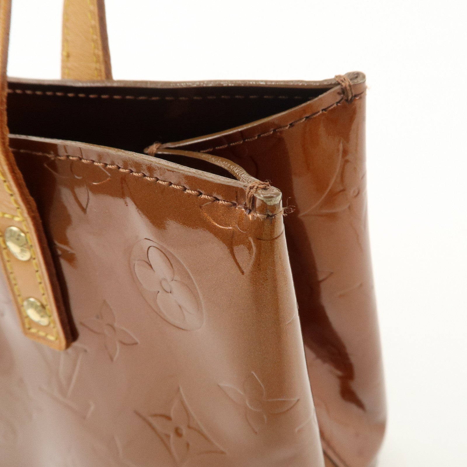 Louis Vuitton Monogram Vernis Lead PM Hand Bag Bronze M91146 Used