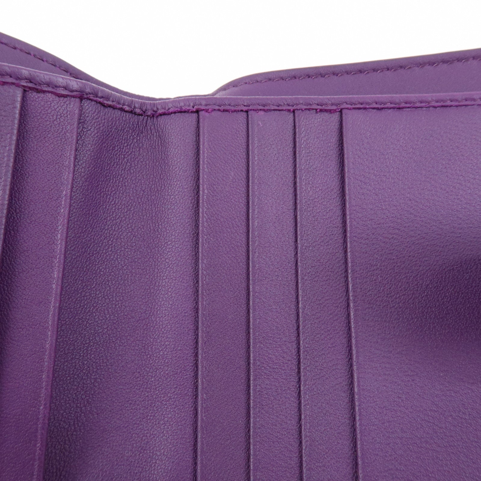 BOTTEGA VENETA Intrecciato Leather Bi-fold Comact Wallet Purple