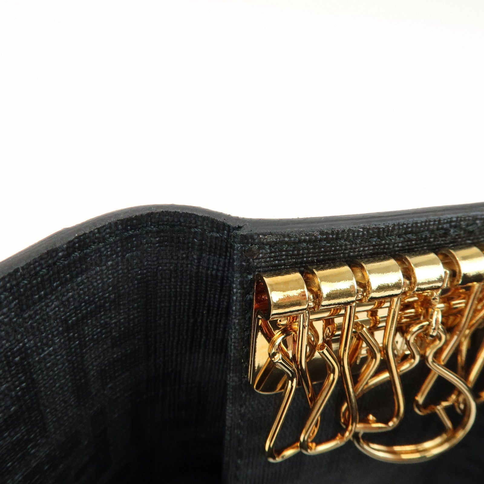 FENDI Zucca PVC Canvas 6 Rings Key Case Key Holder Black 8AP079