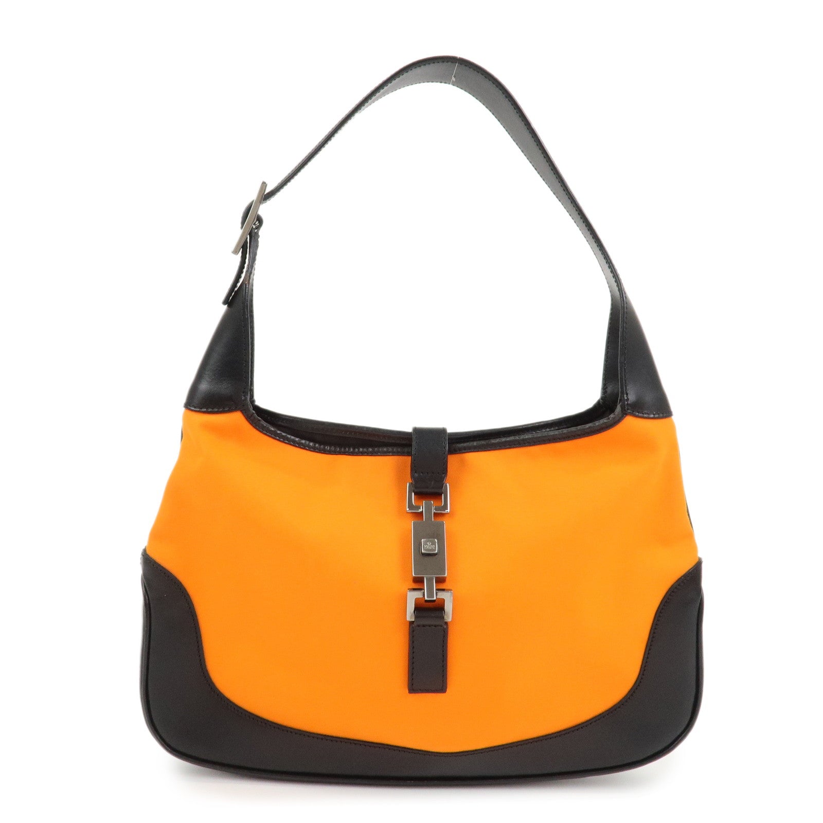 GUCCI Jackie Canvas Leather Shoulder Bag Hand Bag Black 001・3306