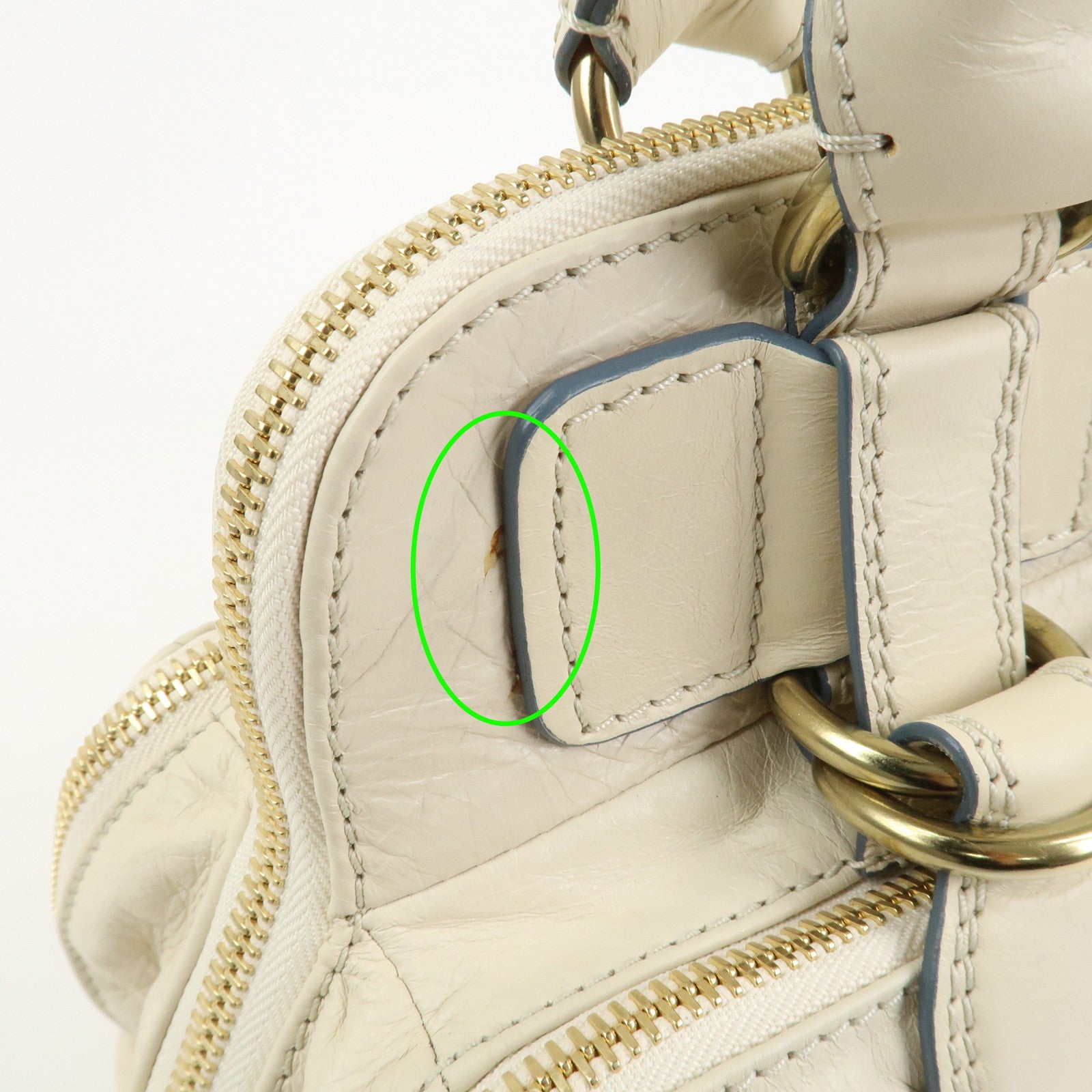 Chloe Bay Leather Hand Bag Shoulder Bag Ivory